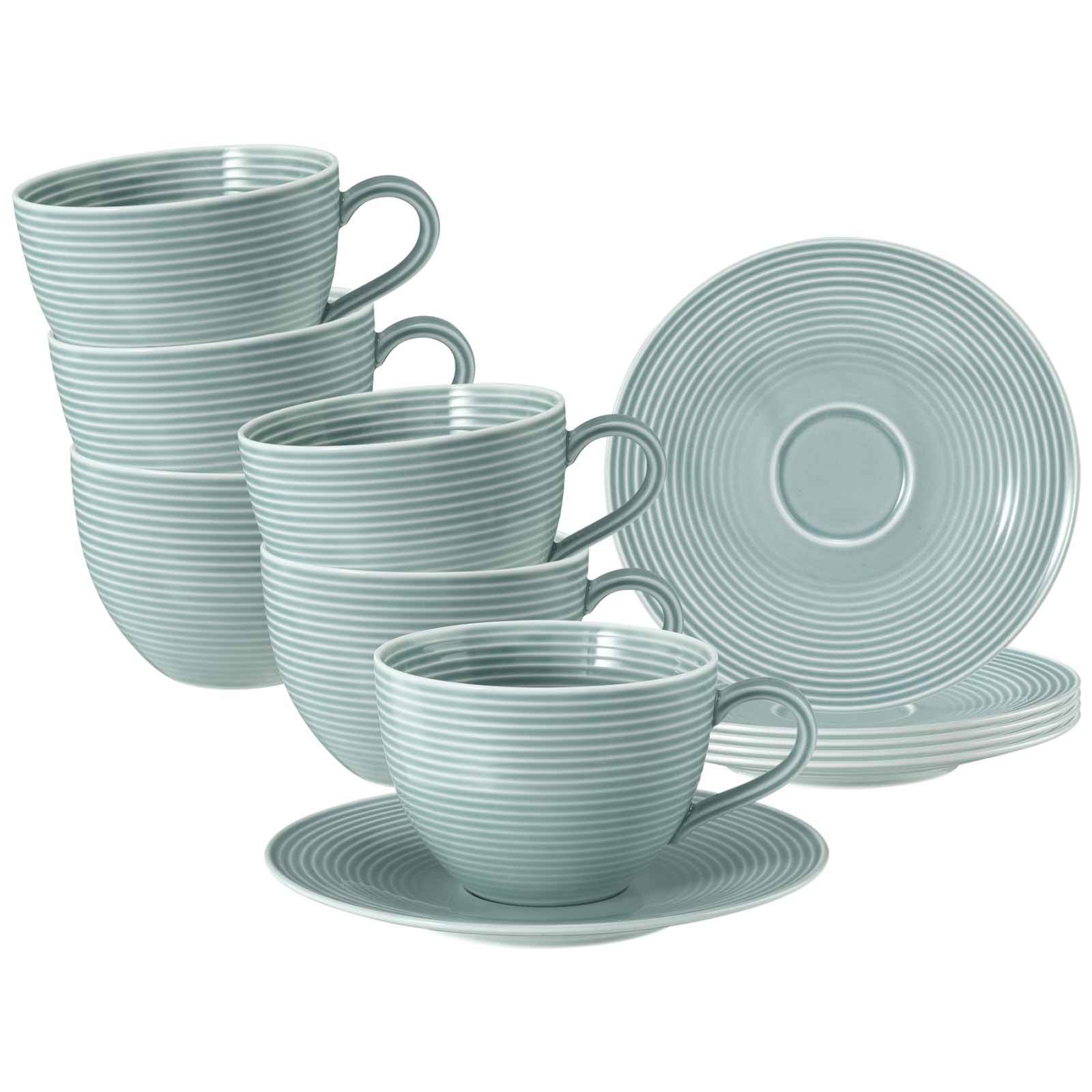 Seltmann Weiden Milchkaffeetassen mit Untertassen Beat Color Glaze 350 ml 6er Set 