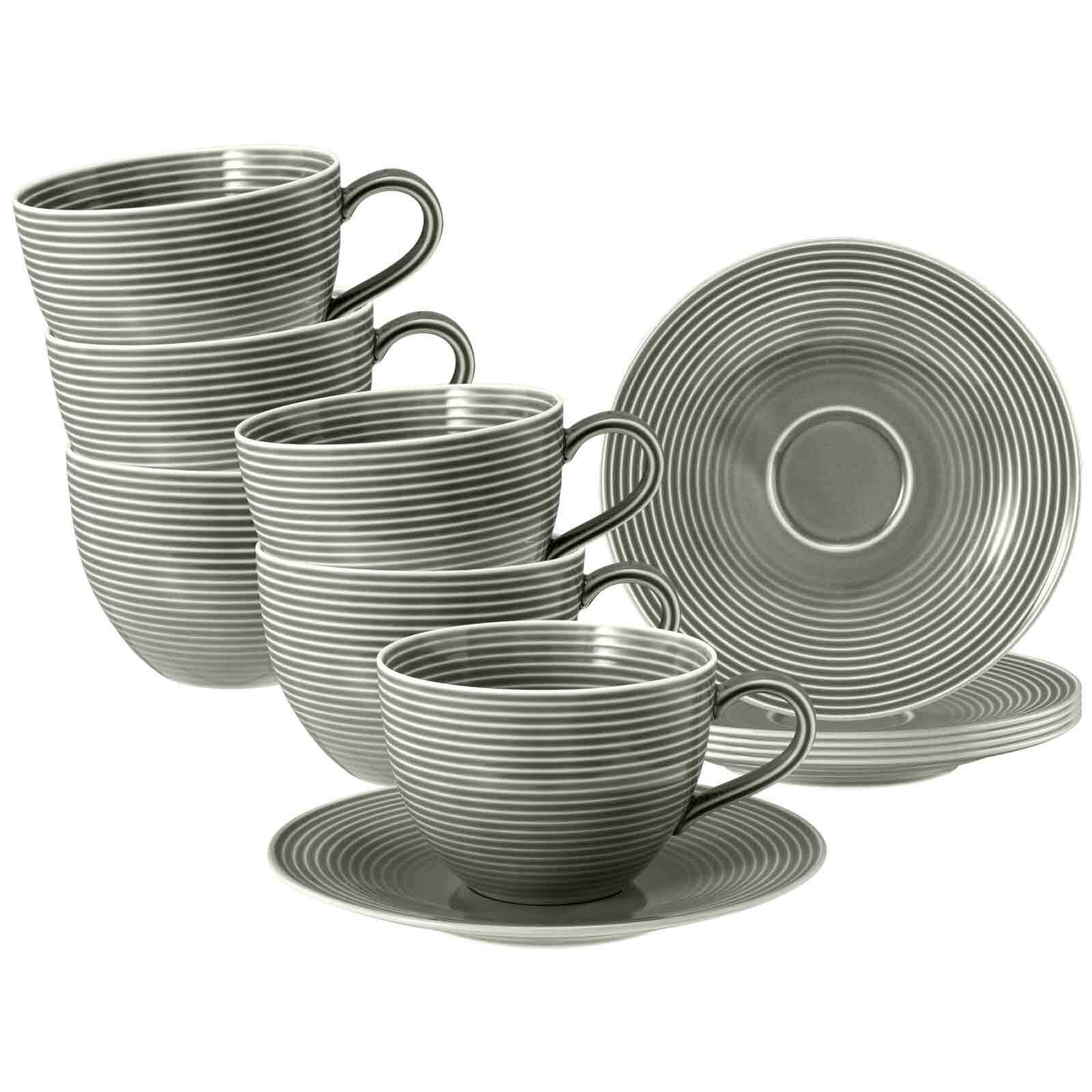 Teetassen mit Untertassen Beat Color Glaze  6er Set