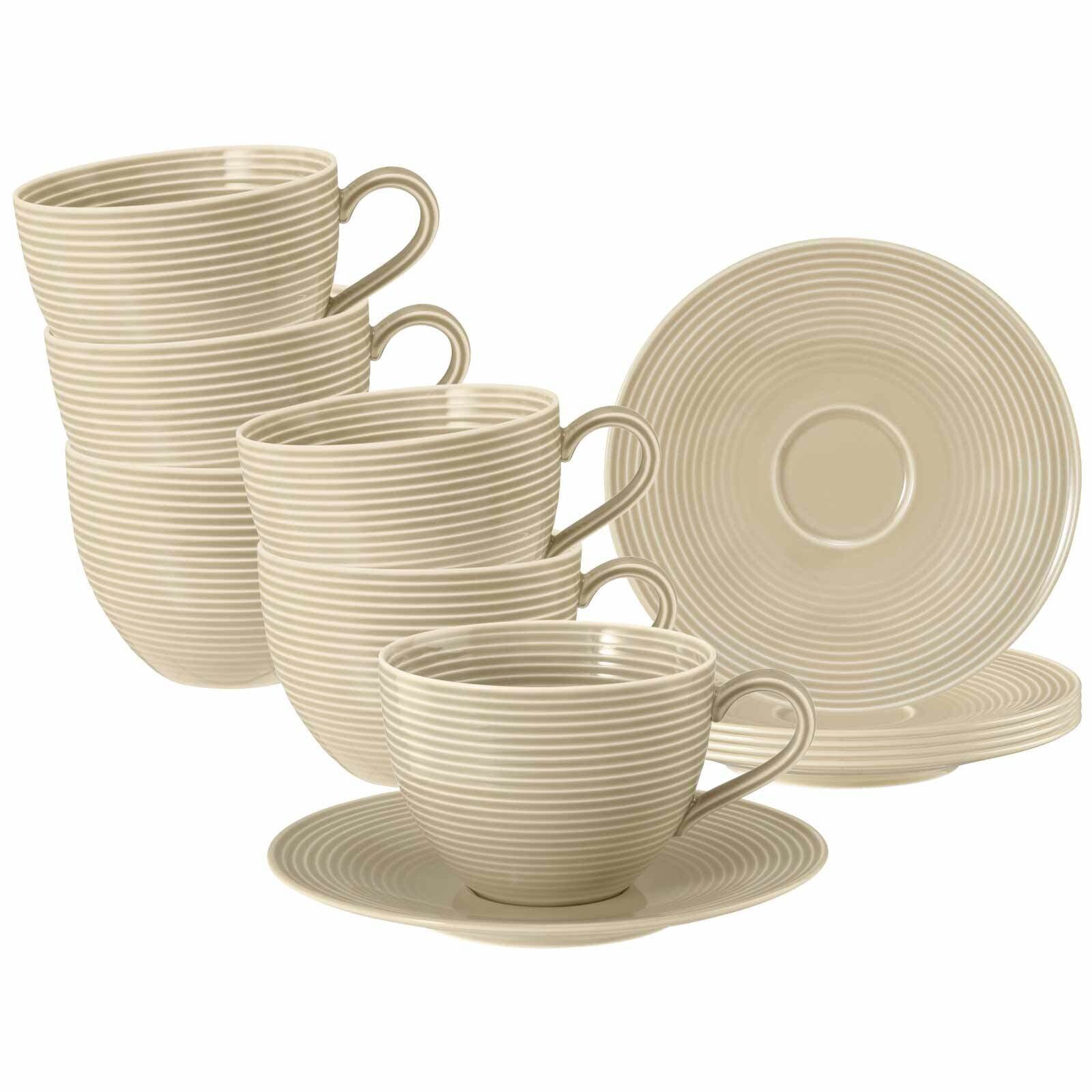 Teetassen mit Untertassen Beat Color Glaze  6er Set