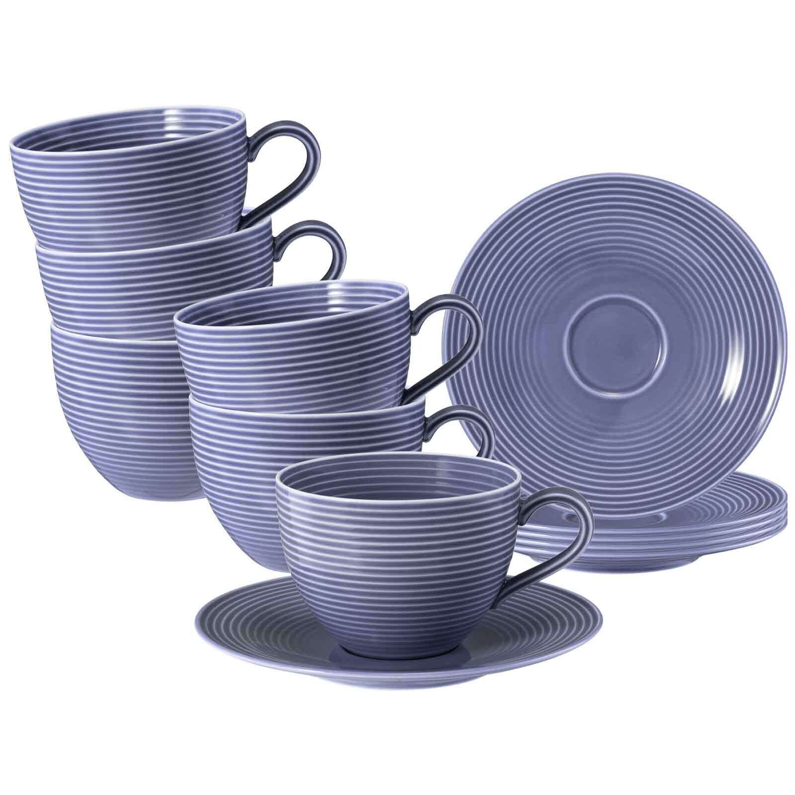 Teetassen mit Untertassen Beat Color Glaze  6er Set