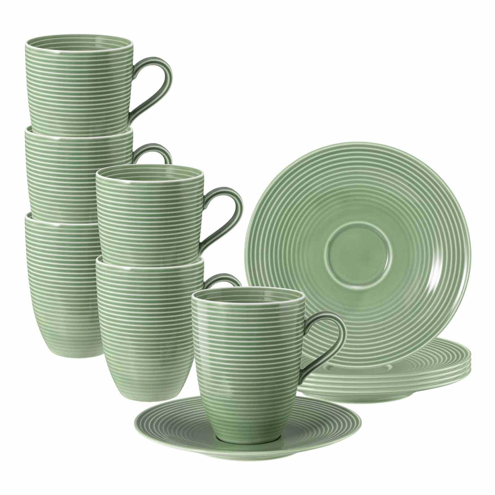 Seltmann Weiden Henkelbecher mit Untertassen Beat Color Glaze 350 ml 6er Set 