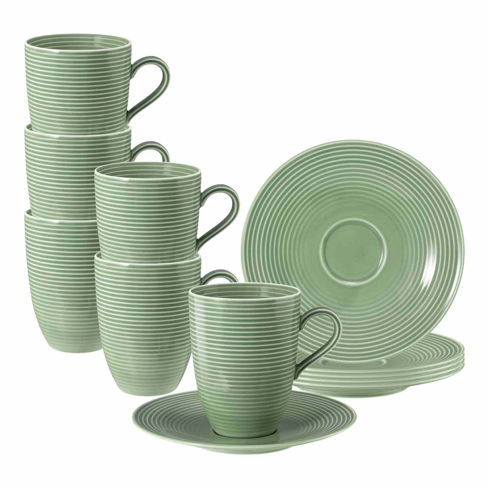 Henkelbecher mit Untertassen Beat Color Glaze  6er Set