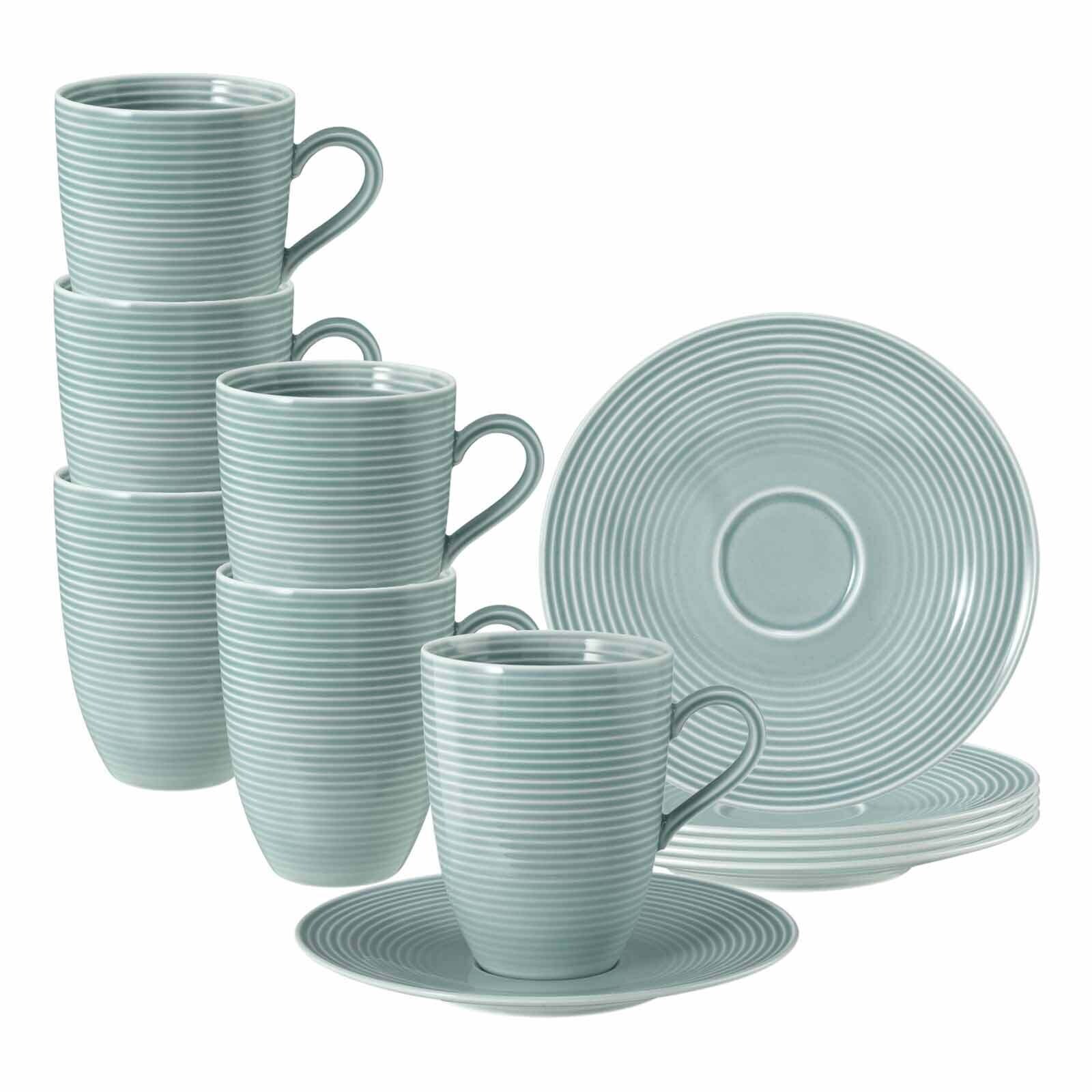 Henkelbecher mit Untertassen Beat Color Glaze  6er Set
