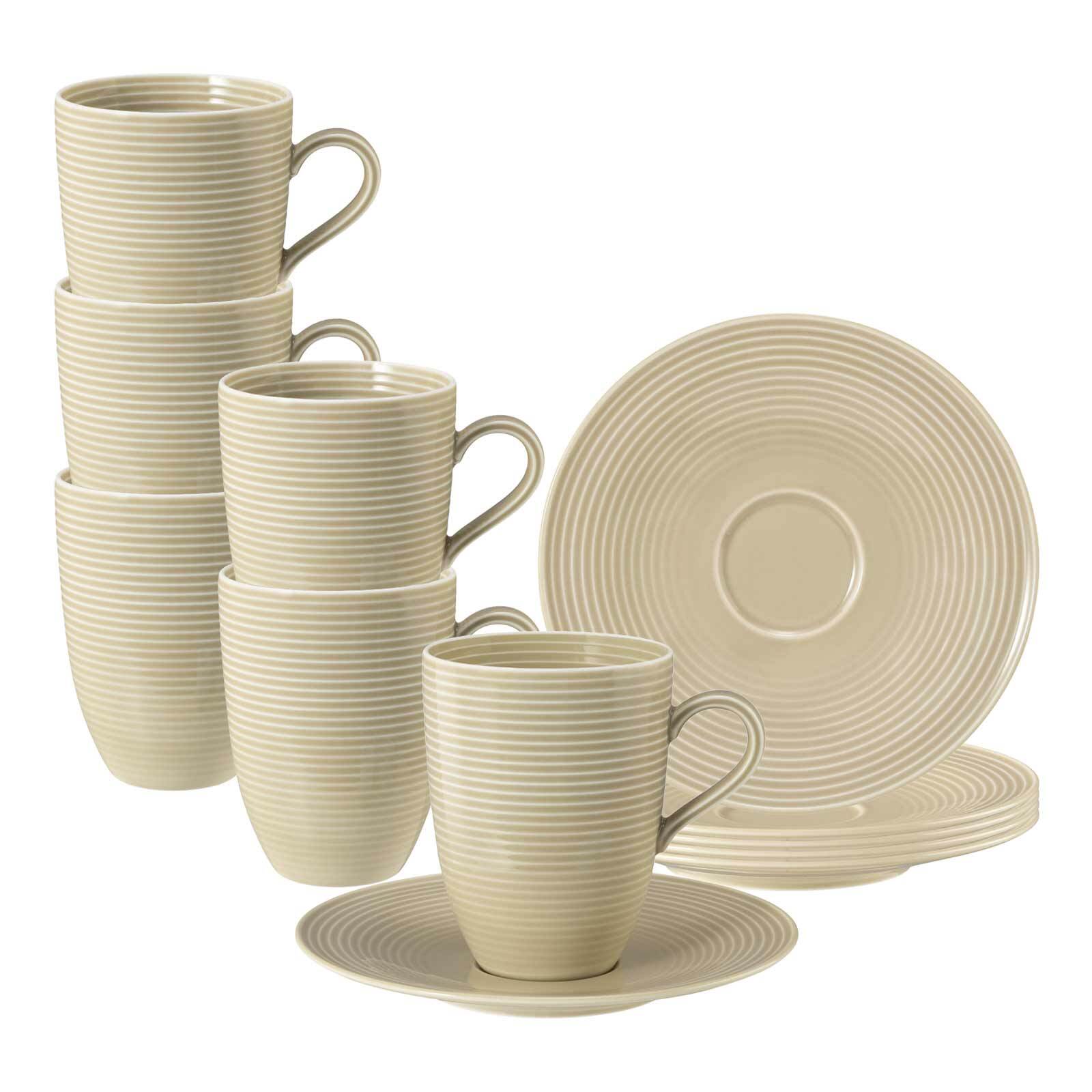 Seltmann Weiden Henkelbecher mit Untertassen Beat Color Glaze 350 ml 6er Set 