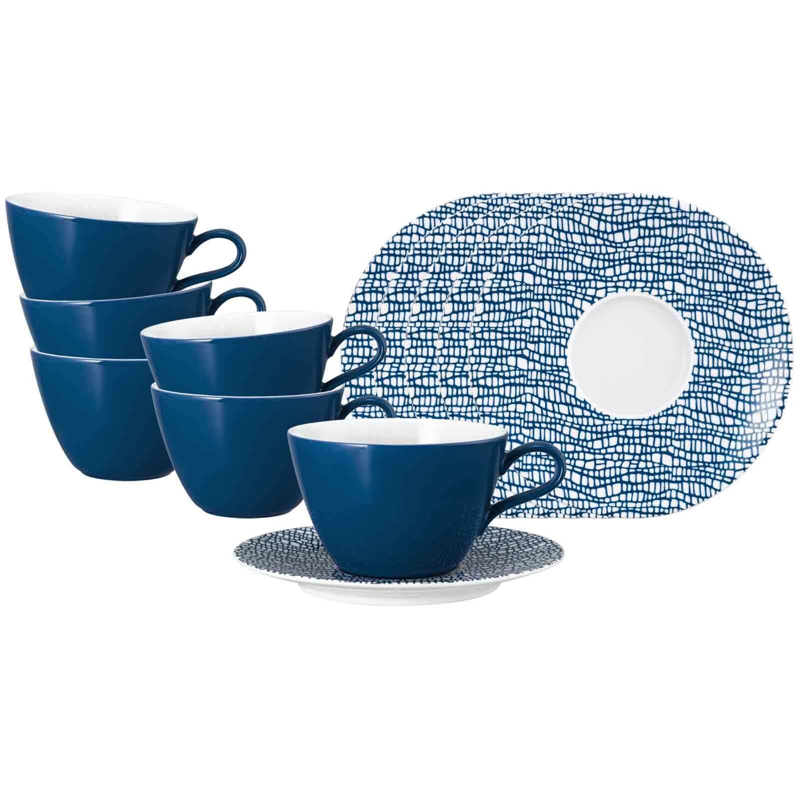 Milchkaffeetassen mit Untertassen Life Fashion  6er Set