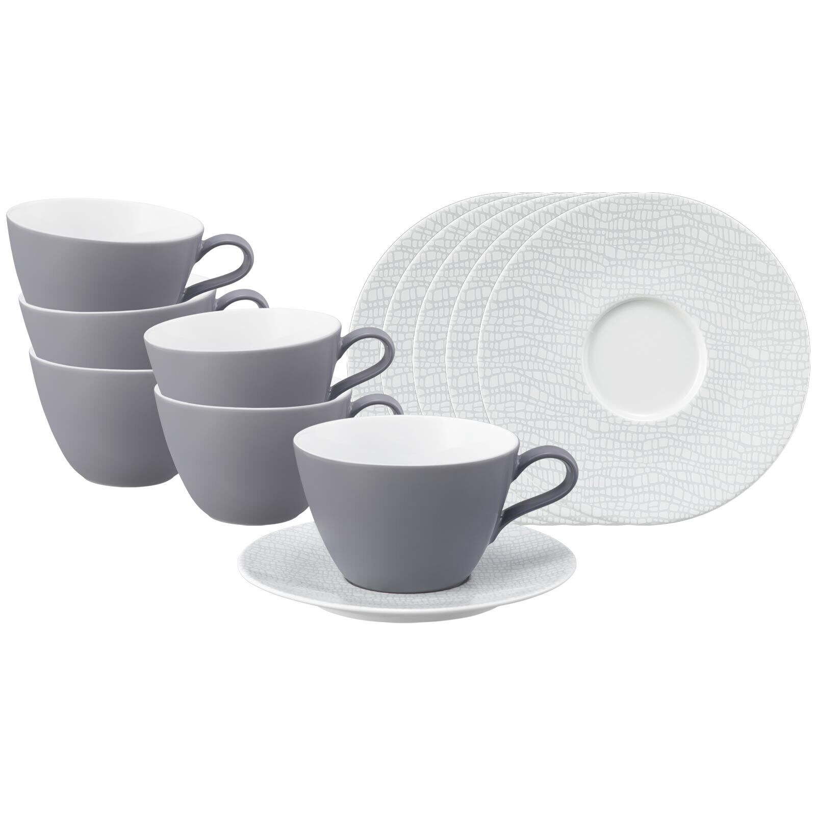 Milchkaffeetassen mit Untertassen Life Fashion  6er Set