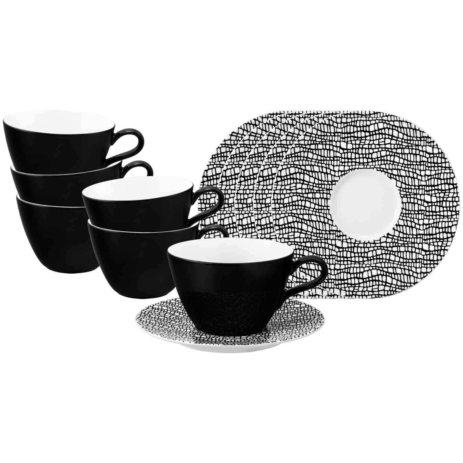 Milchkaffeetassen mit Untertassen Life Fashion  6er Set