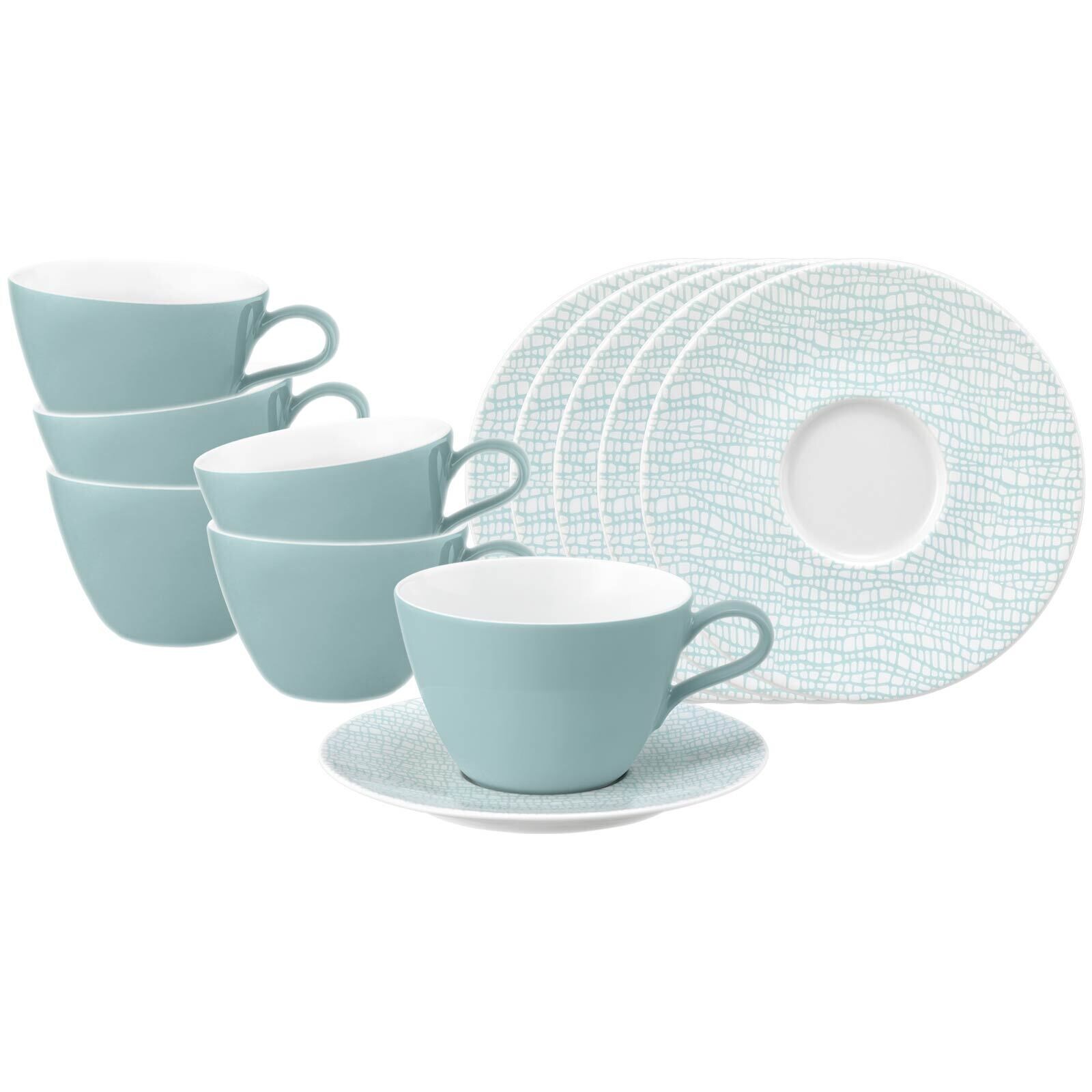 Milchkaffeetassen mit Untertassen Life Fashion  6er Set