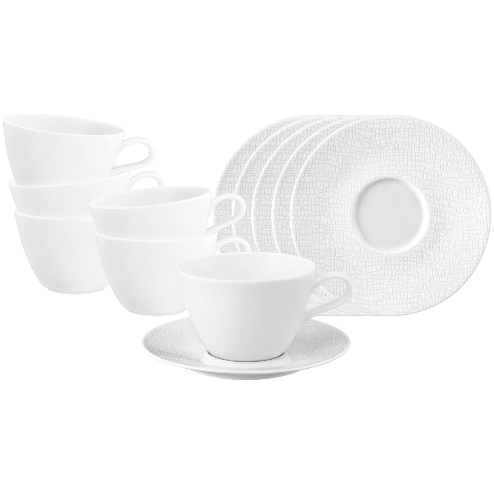 Milchkaffeetassen mit Untertassen Life Fashion  6er Set