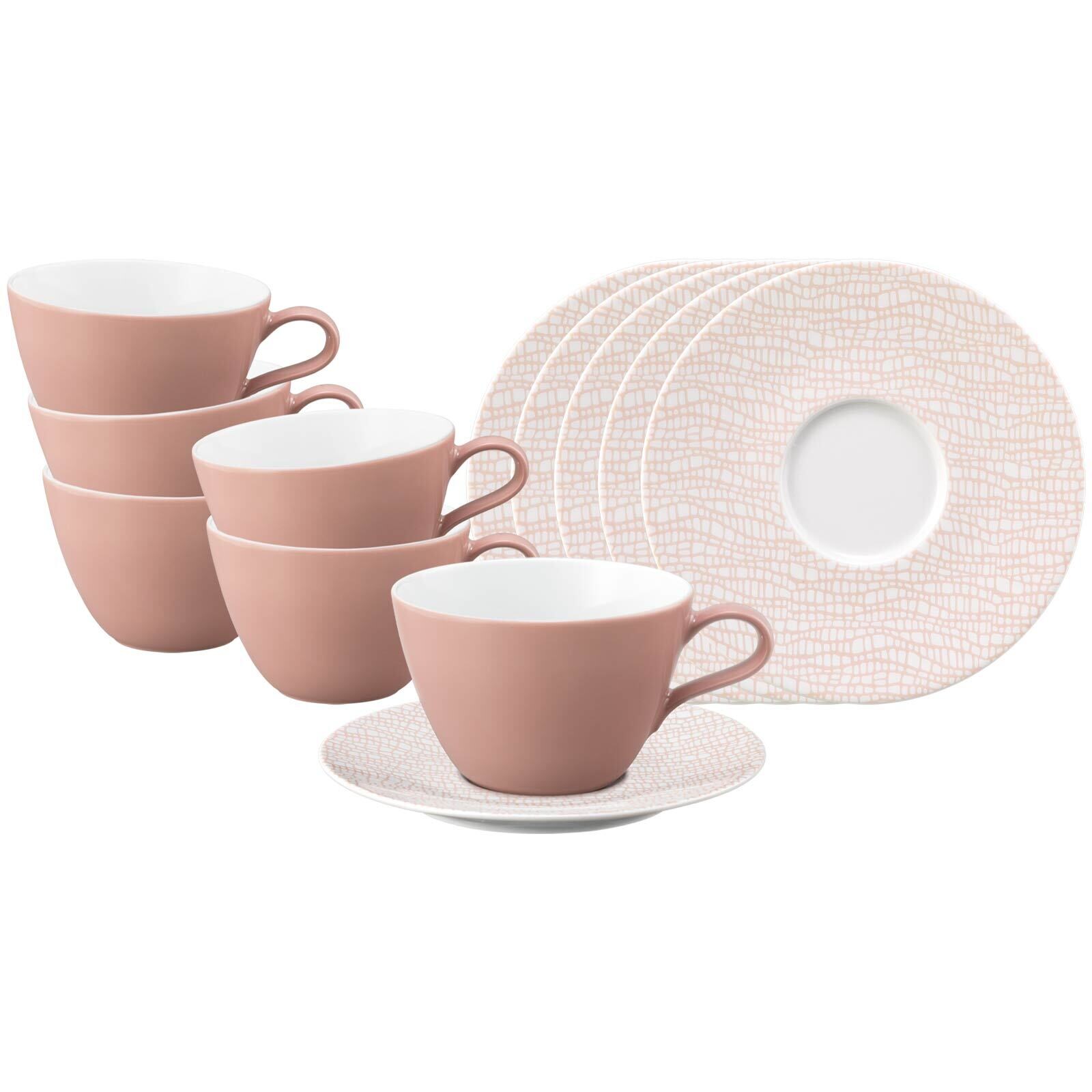 Milchkaffeetassen mit Untertassen Life Fashion  6er Set
