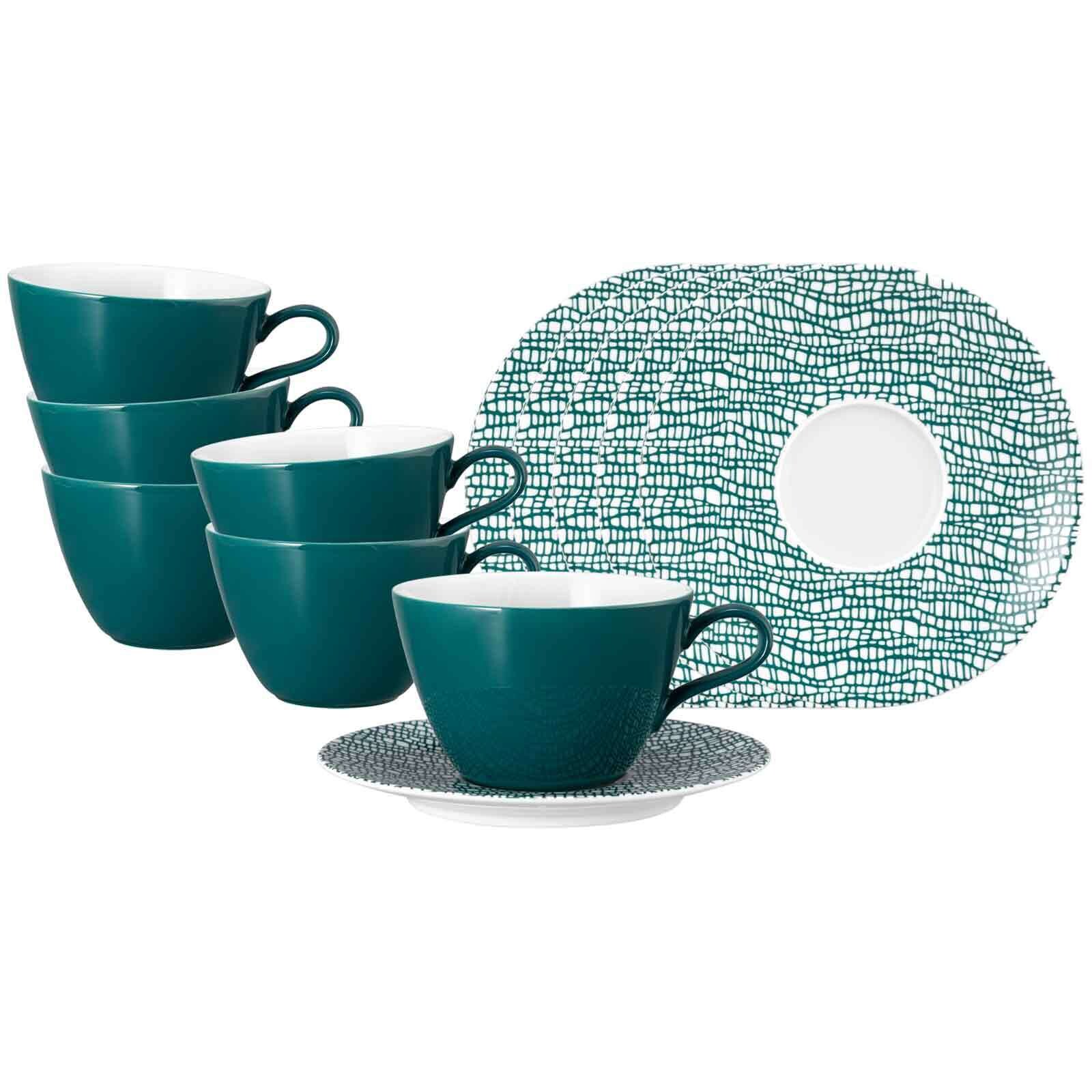 Milchkaffeetassen mit Untertassen Life Fashion  6er Set