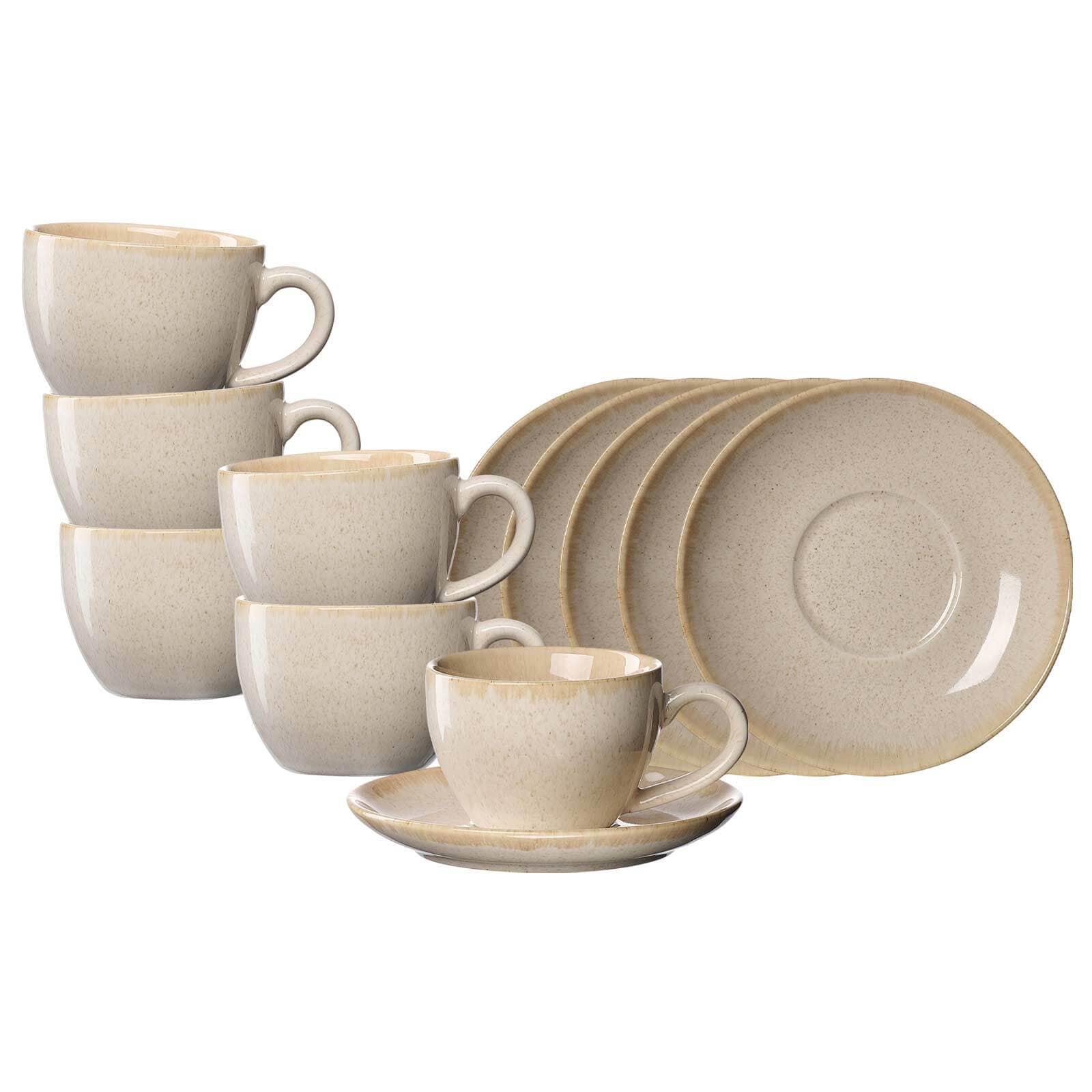 Ritzenhoff & Breker Kaffeetassen mit Untertassen Sahara 230 ml 6er Set 