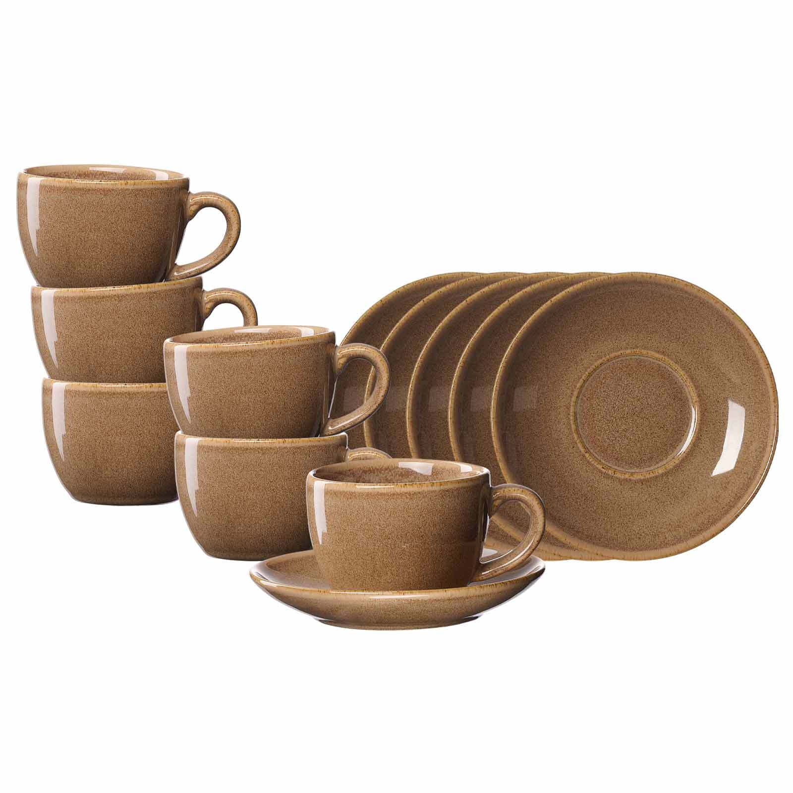 Ritzenhoff & Breker Kaffeetassen mit Untertassen Sahara 230 ml 6er Set 