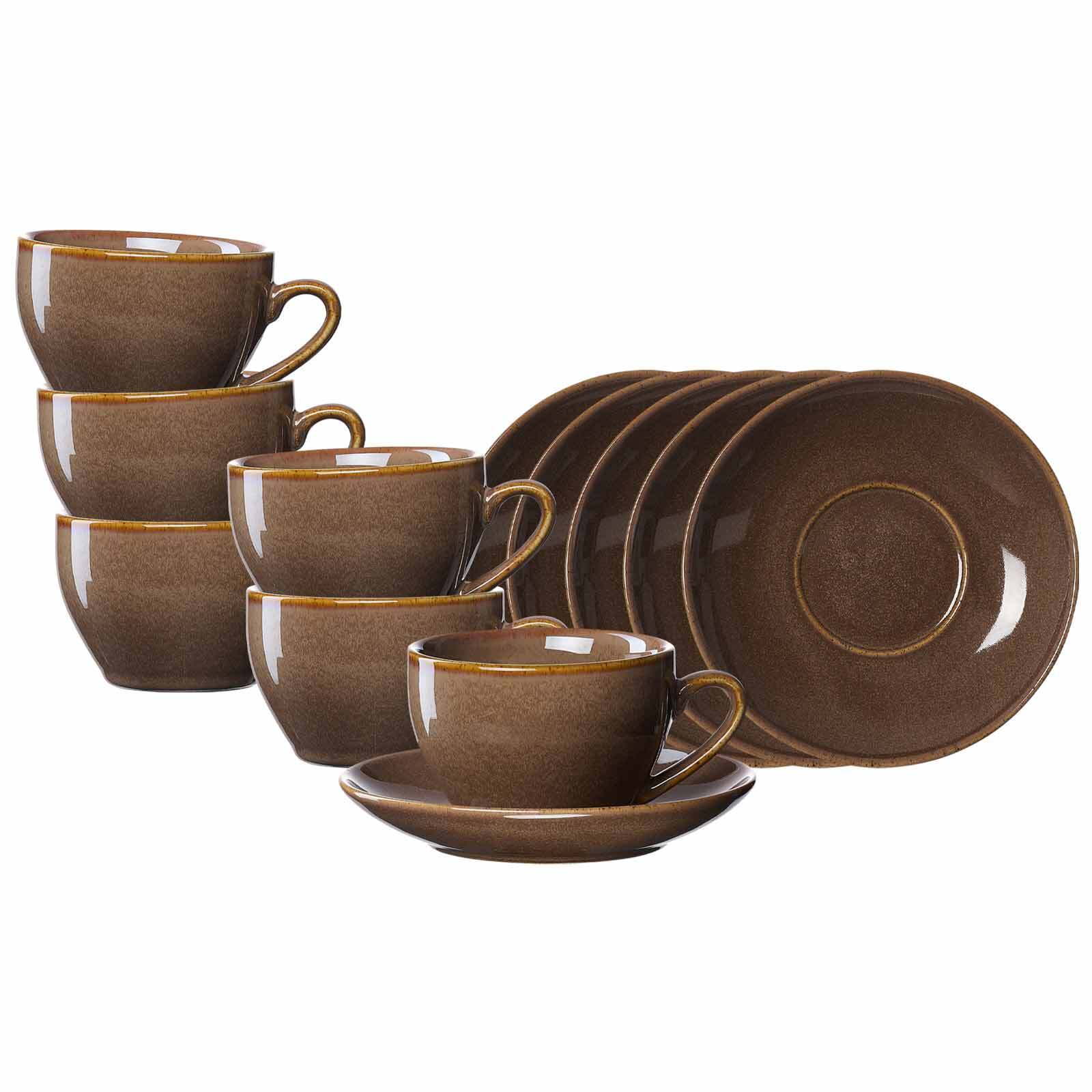 Ritzenhoff & Breker Kaffeetassen mit Untertassen Sahara 230 ml 6er Set 