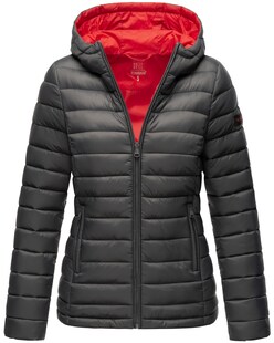 MARIKOO Damen modische Steppjacke Übergangsjacke mit großer Kapuze Lucy 