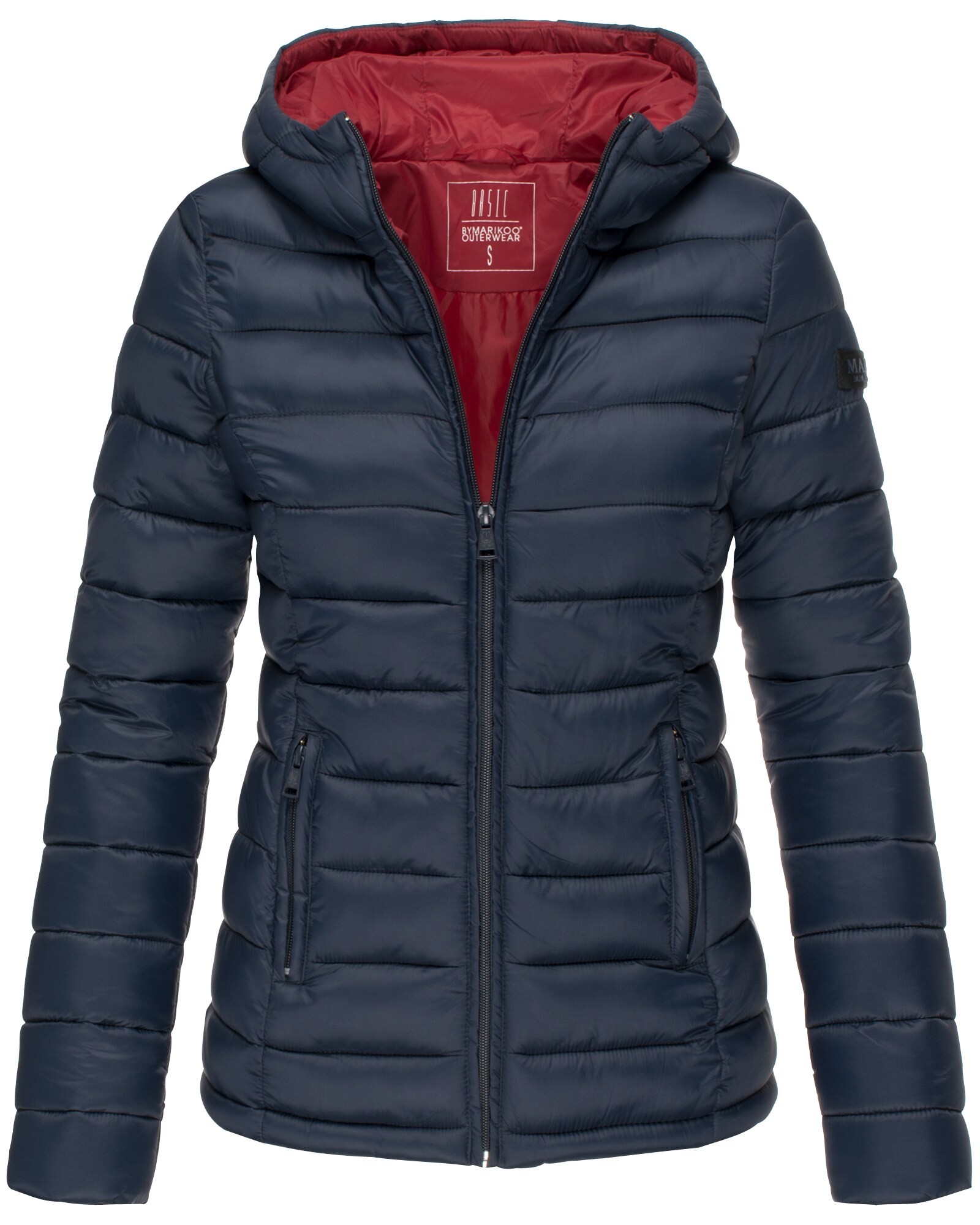 MARIKOO Damen modische Steppjacke &Uuml;bergangsjacke mit gro&szlig;er Kapuze Lucy 