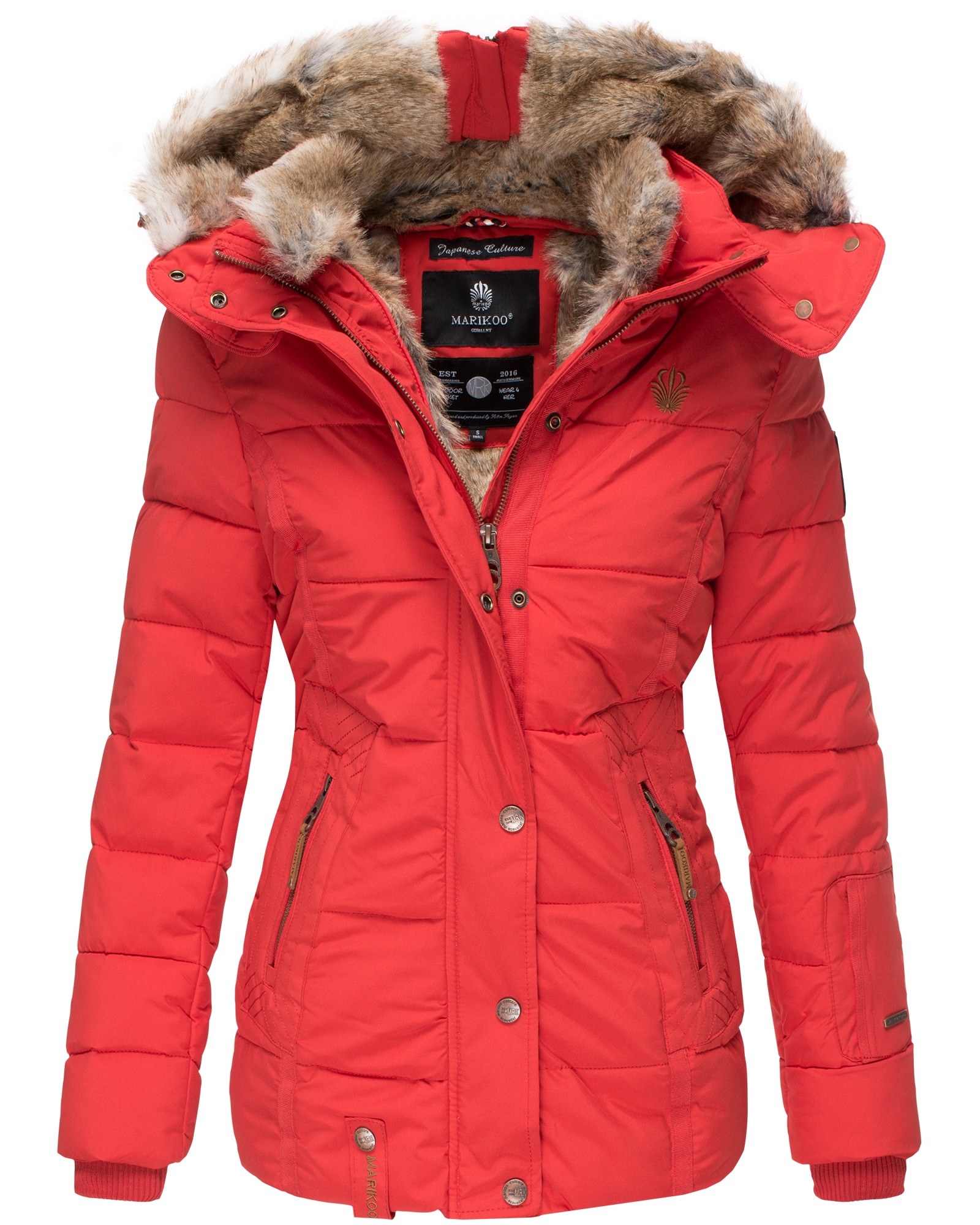Marikoo Roter Winterjacke Marikoo Damen Winter Parka Mantel