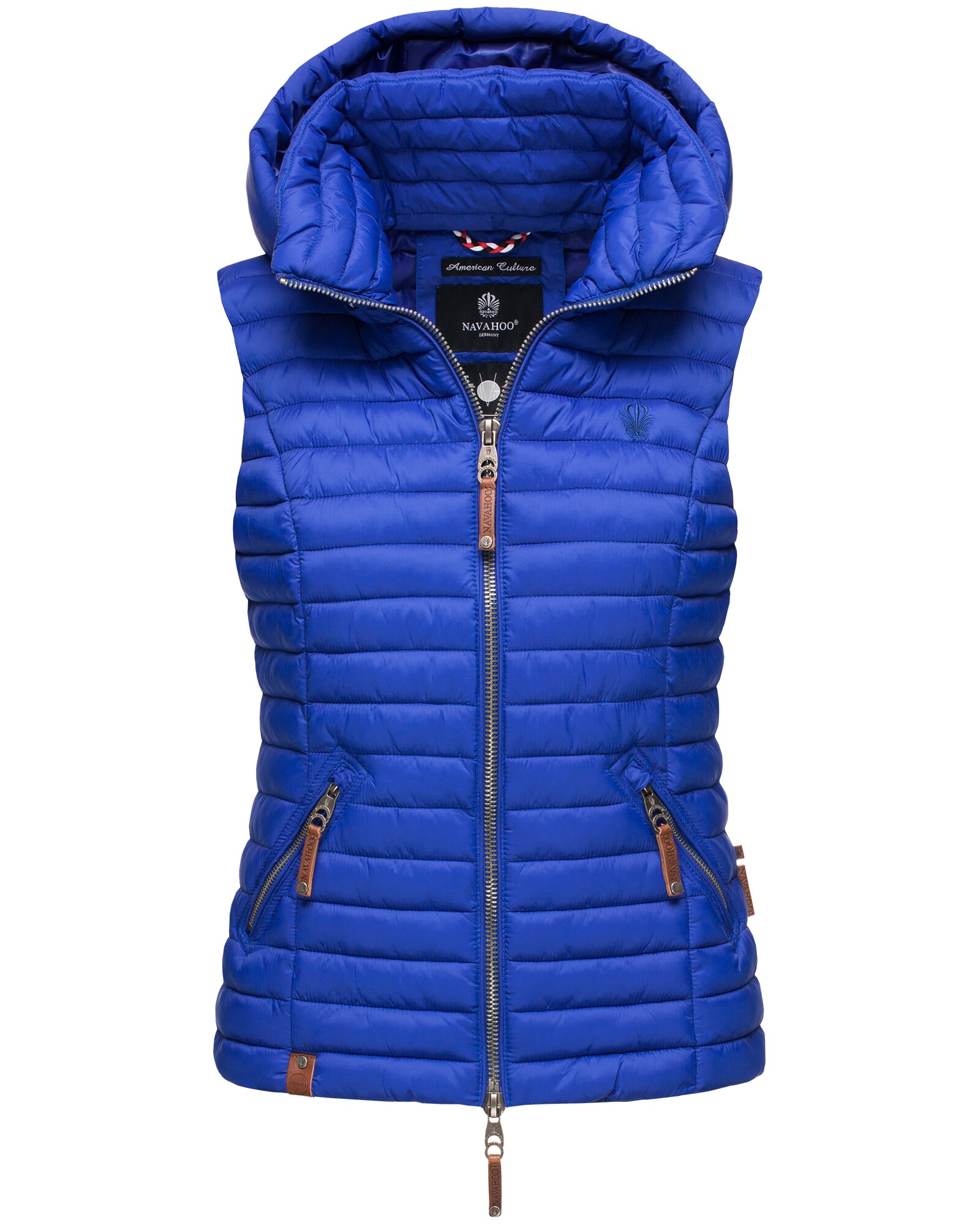 NAVAHOO Damen Designer Steppweste &auml;rmellose Weste mit Kapuze Shadaa 