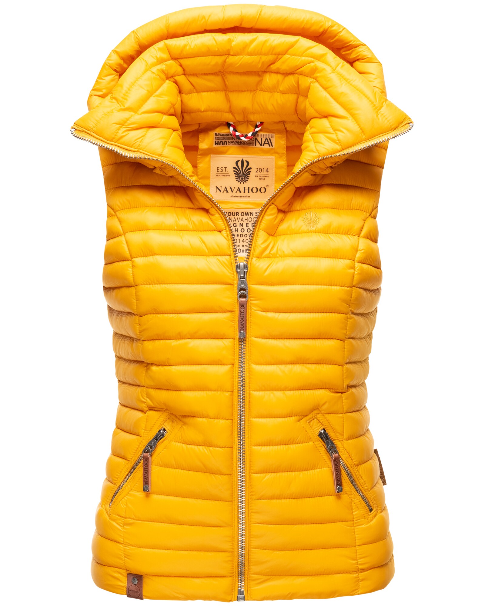 NAVAHOO Damen Designer Steppweste &auml;rmellose Weste mit Kapuze Shadaa 