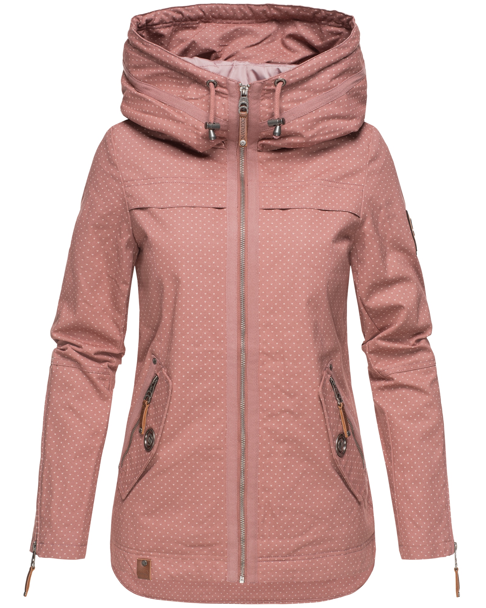 NAVAHOO Damen Moderner Outdoorjacke &Uuml;bergangsparka aus Baumwolle mit Kapuze Wekoo 