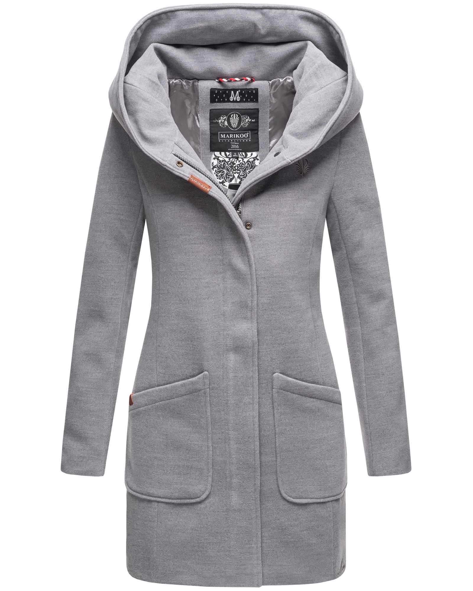 MARIKOO Damen Hochwertiger Wintermantel Mantel Trenchcoat Mit Kapuze Maikoo 