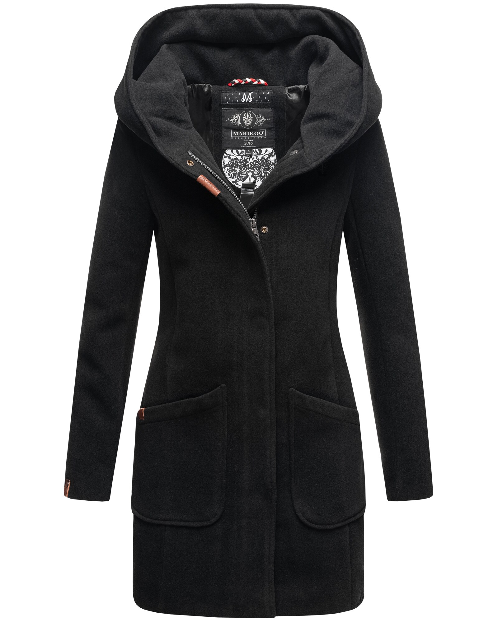 MARIKOO Damen Hochwertiger Wintermantel Mantel Trenchcoat Mit Kapuze Maikoo 