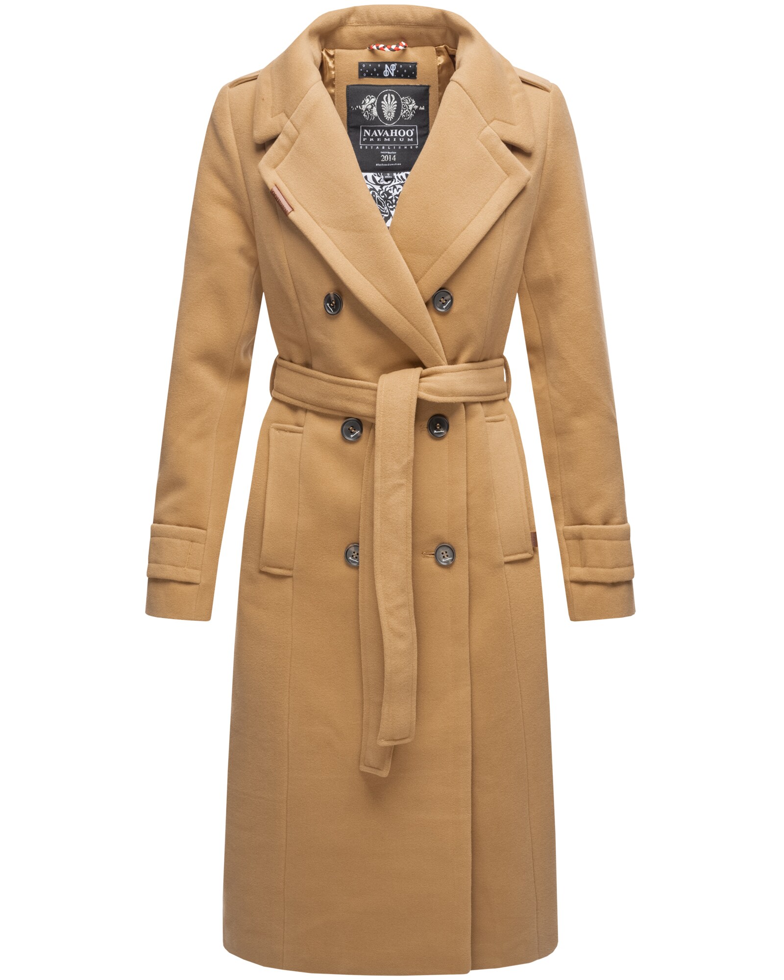 NAVAHOO Damen edler Wintermantel Trenchcoat in Wollmantel-Optik Arnaa 