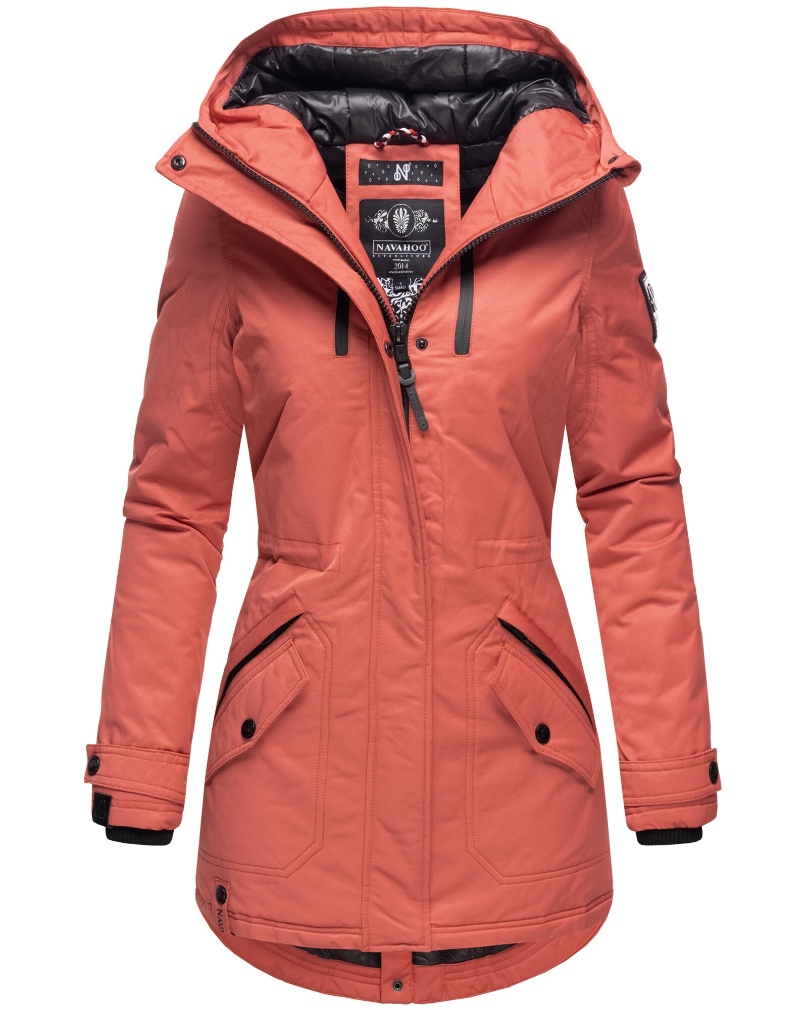 NAVAHOO Damen sportlicher Wintermantel Winter Kurzmantel mit Kapuze Avrille 