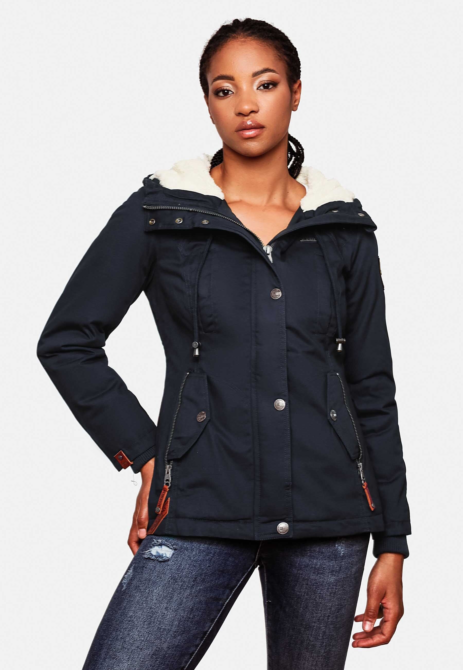 MARIKOO Damen Winterjacke Outdoor Baumwolljacke mit Kapuze Bikoo 
