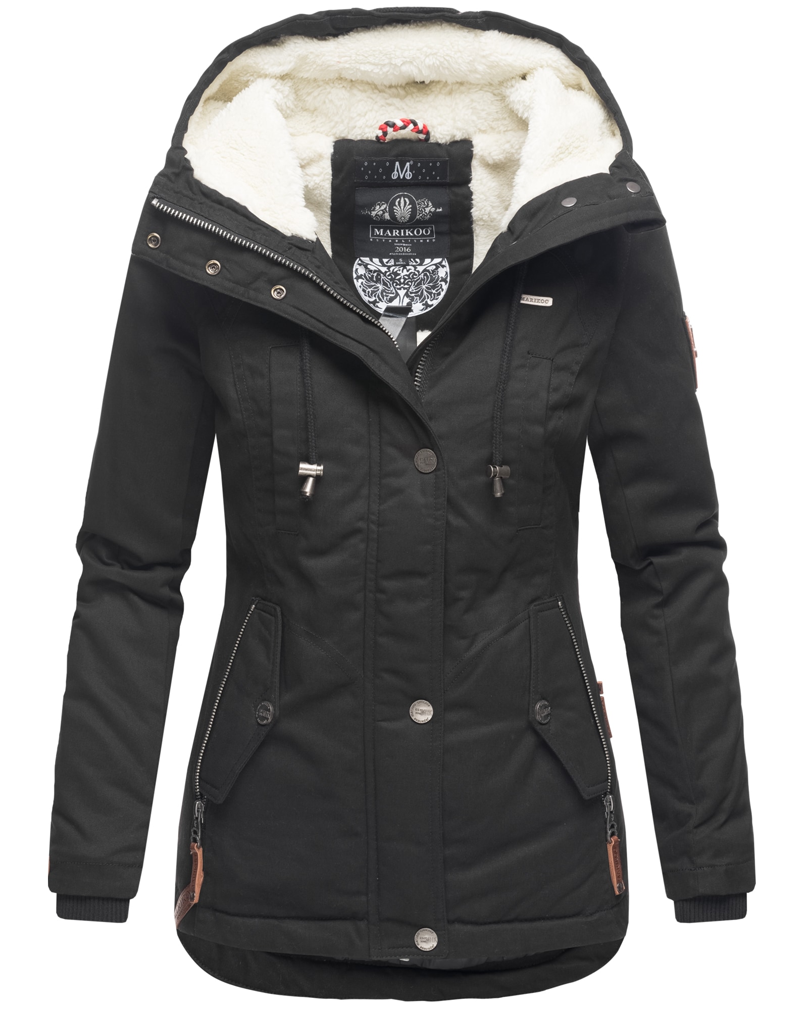 MARIKOO Damen Winterjacke Outdoor Baumwolljacke mit Kapuze Bikoo 