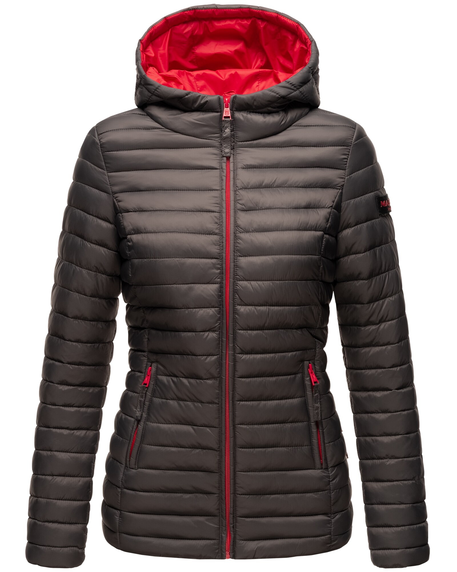 MARIKOO Damen Steppjacke &Uuml;bergangsjacke mit kontrastfarbendem Rei&szlig;verschluss Asraa 