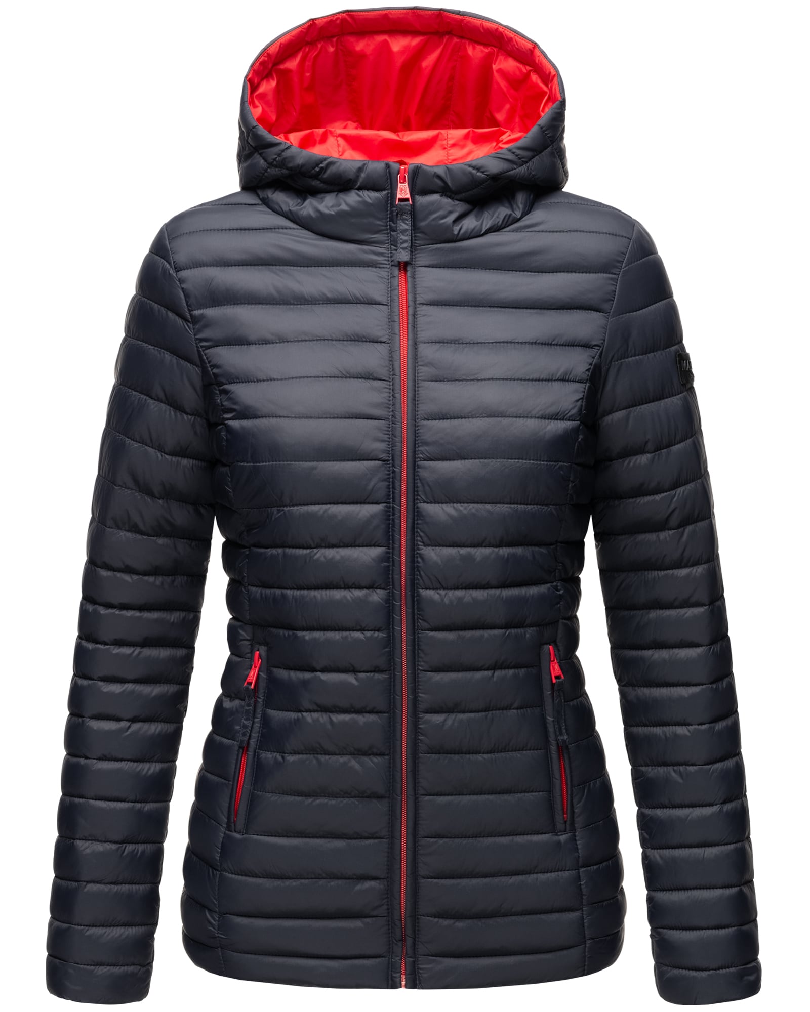 MARIKOO Damen Steppjacke &Uuml;bergangsjacke mit kontrastfarbendem Rei&szlig;verschluss Asraa 