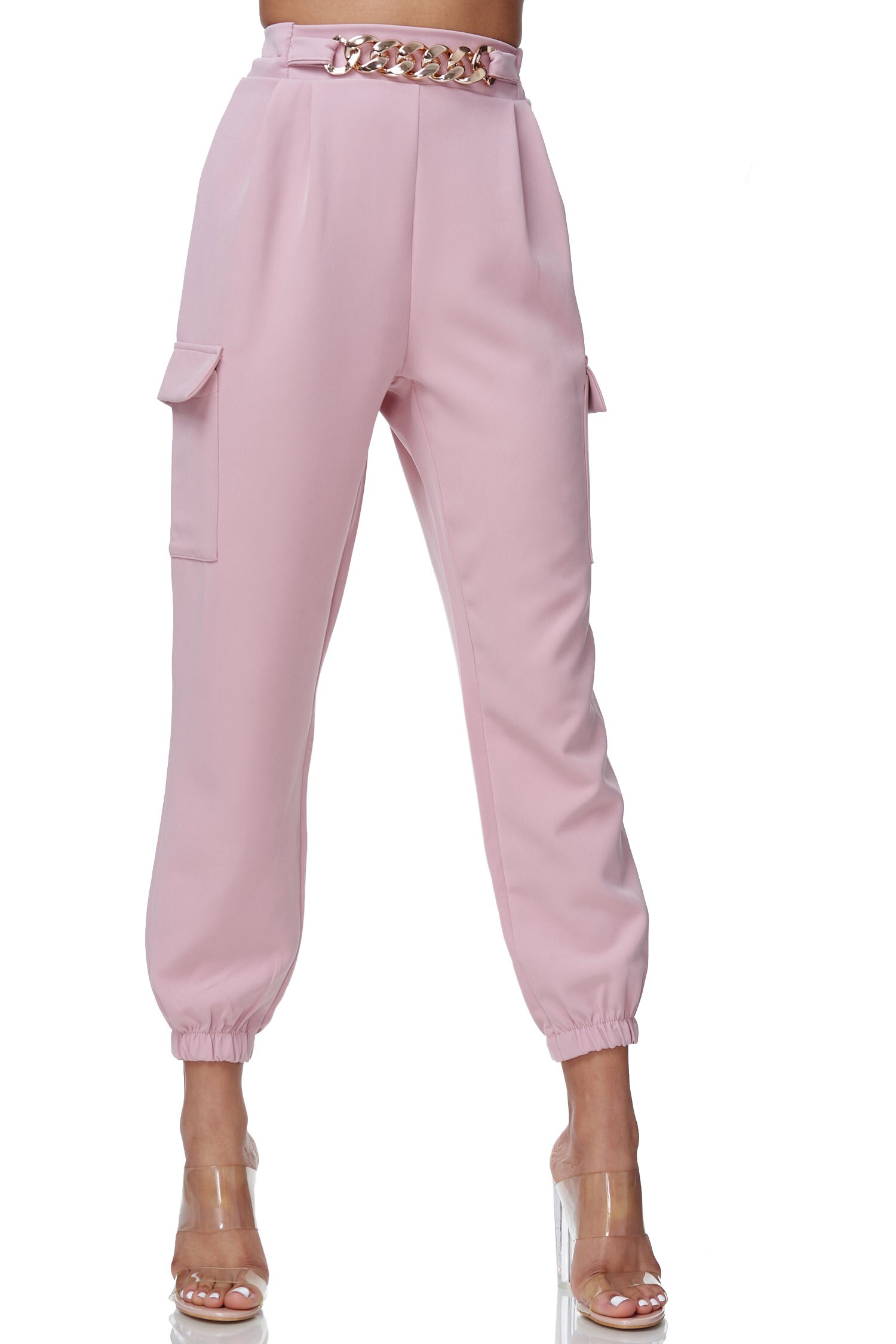 RAYSHYNE Damen Pumphose Elegante Cargo Pumphose mit goldener Schnalle RS16 