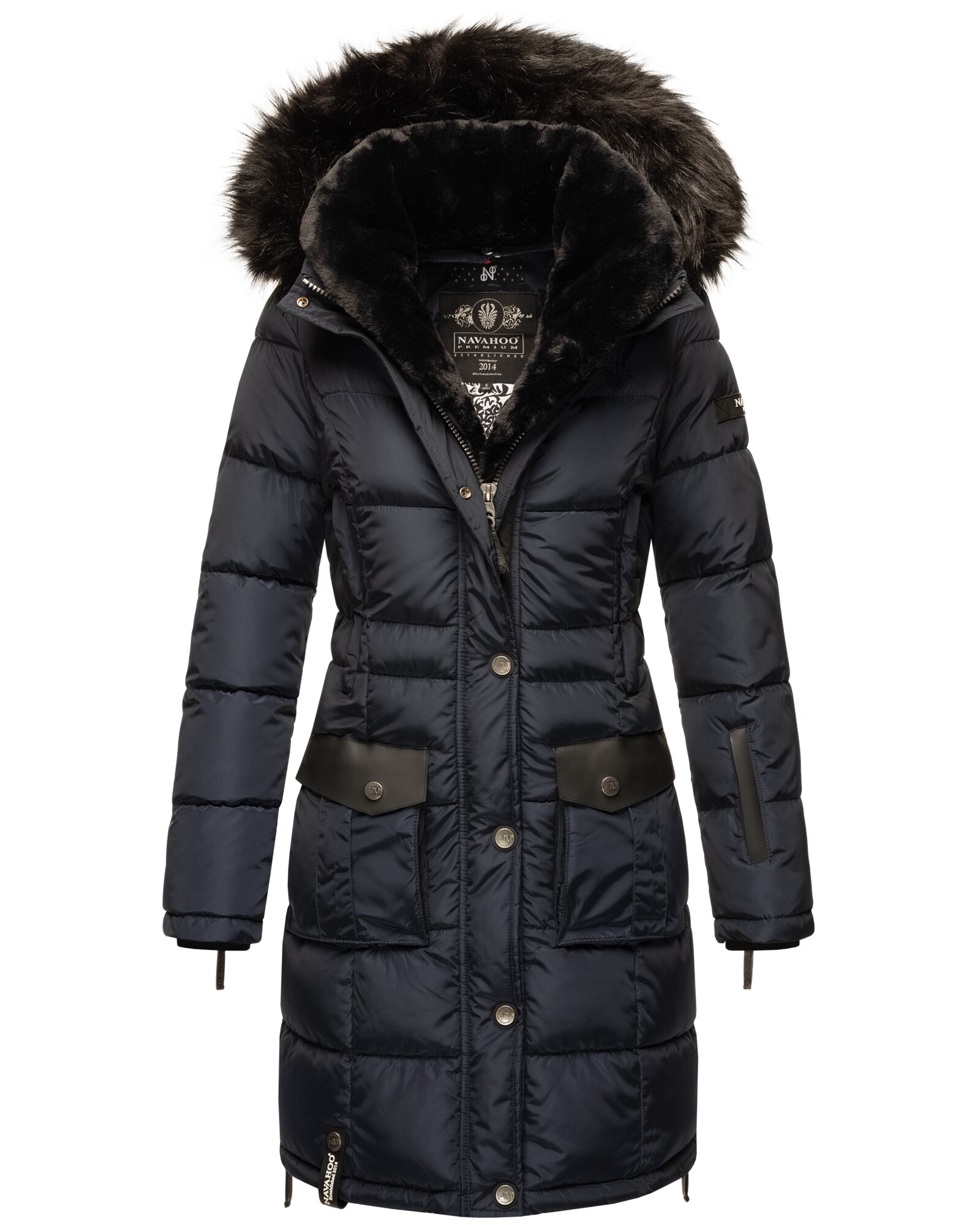 NAVAHOO Damen Stylischer Steppmantel Winter Parka mit edlem Fellimitat Sinja 