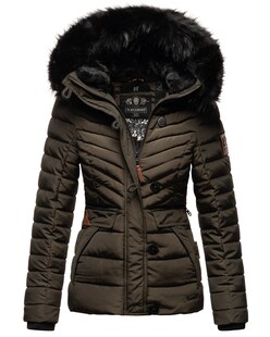 NAVAHOO Damen Winterjacke Warm gefütterte Steppjacke mit Kunstfell-Kapuze Wisteriaa 