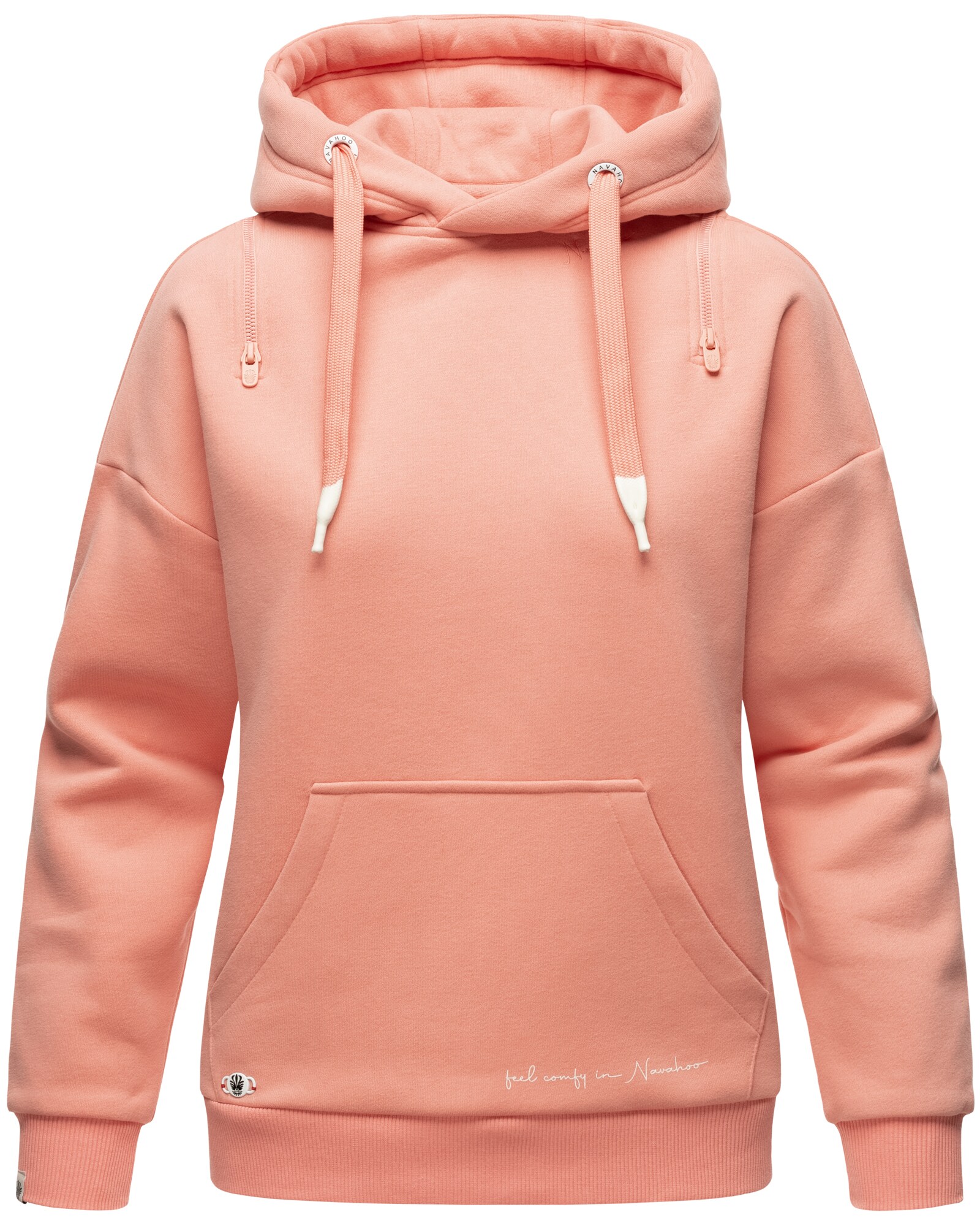 NAVAHOO Damen Kuscheliger Kapuzensweatshirt Hoodie mit breiten Tunnelzugkordeln Zuckerb&auml;rchen 