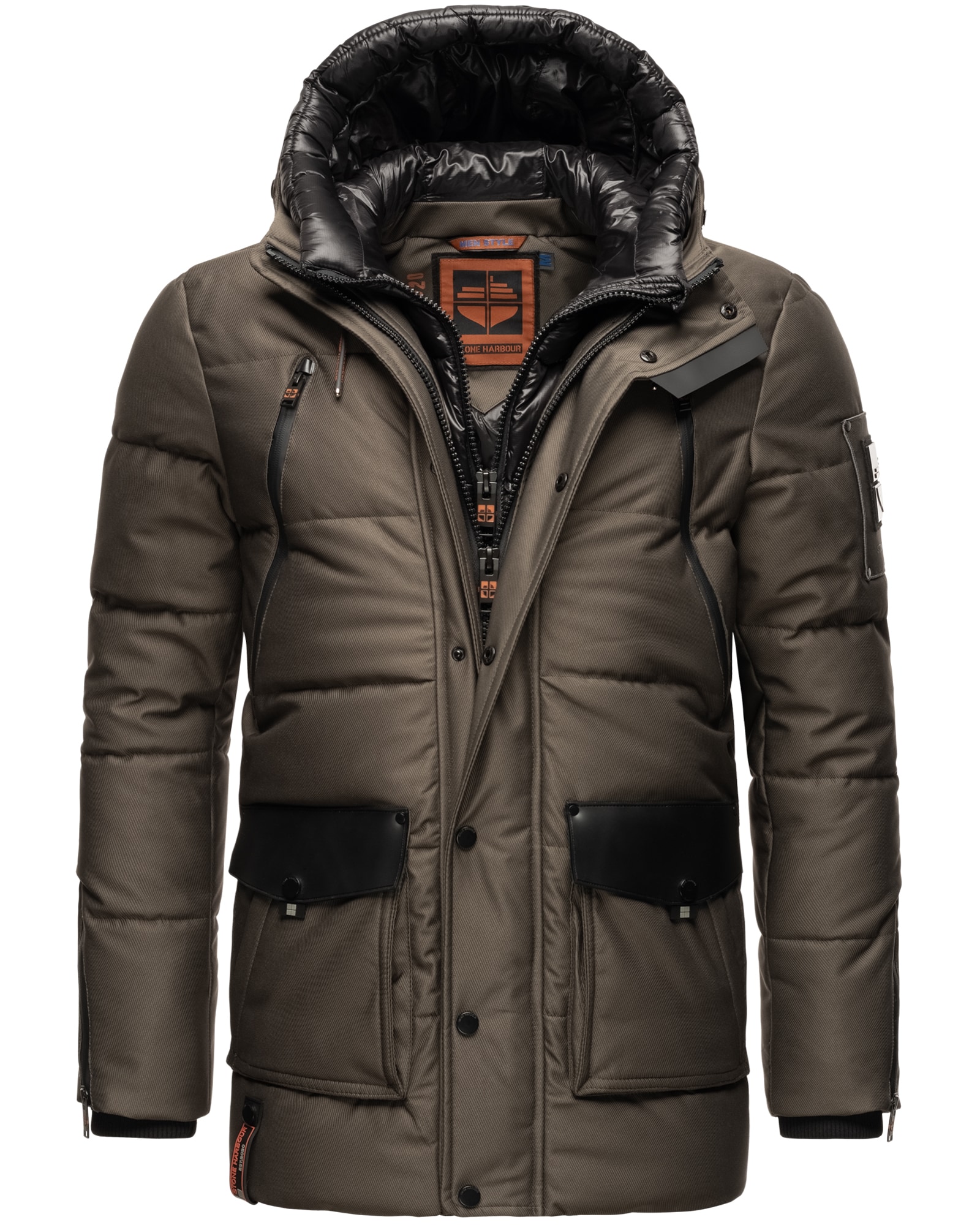 STONE HARBOUR Herren Winterjacke Warm Gef&uuml;tterter Wintermantel mit Doppelter Kapuze Mitjaa 