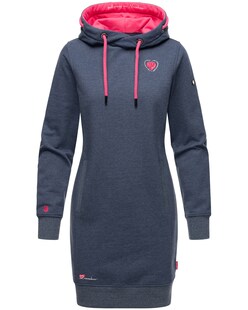 NAVAHOO Damen Sweatkleid Strickkleid mit Kontrastfarbenen Details Kirschblüte Kirschblüte 