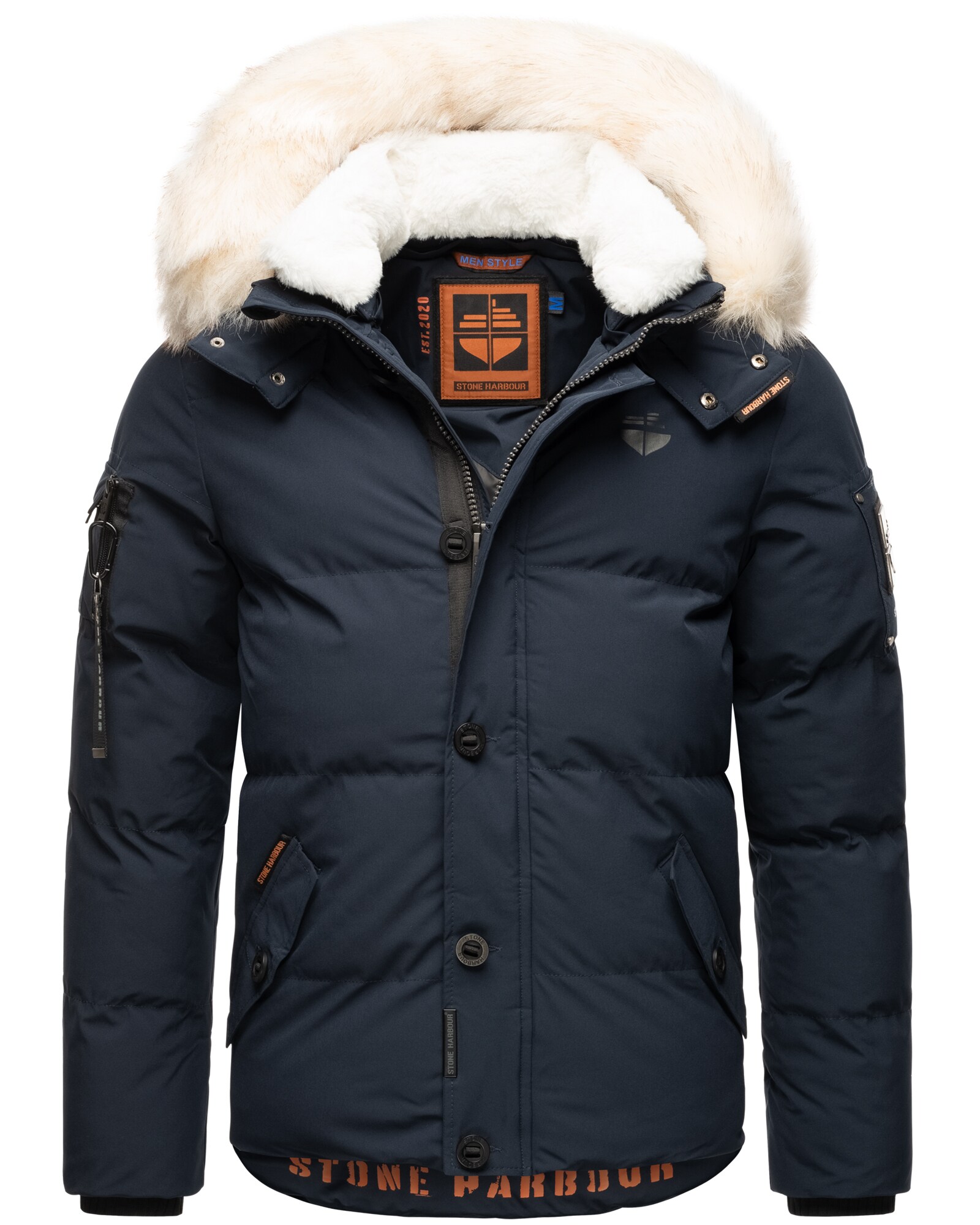 STONE HARBOUR Herren Winterjacke stylischer Winterparka mit abnehmbarer Kapuze Halvaar 