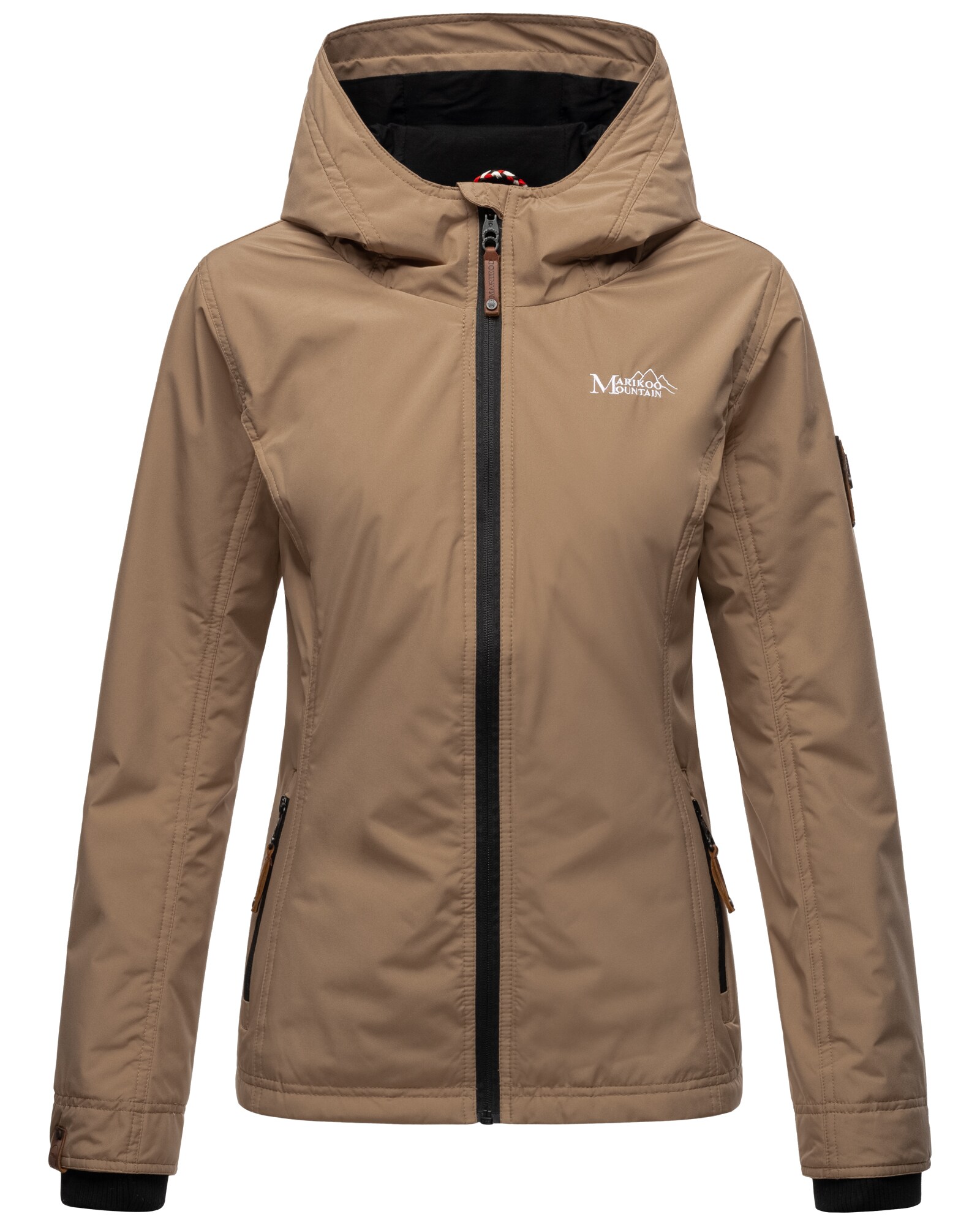 MARIKOO Damen Sportliche Outdoorjacke &Uuml;bergangs Regenjacke mit Kapuze Brombeere 