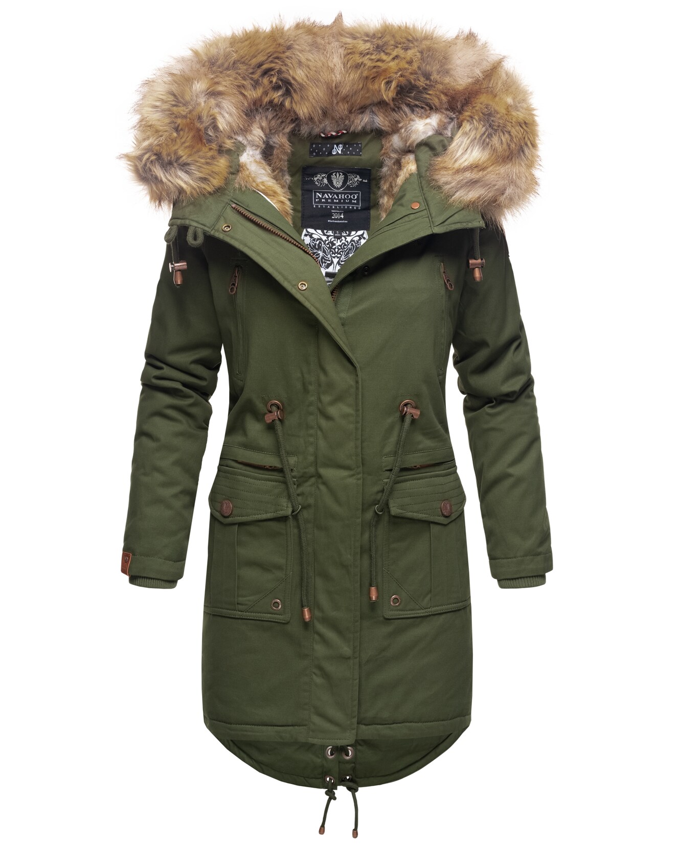 NAVAHOO Damen Warmer Wintermantel Winter Baumwollparka mit Kunstfell Rosinchen