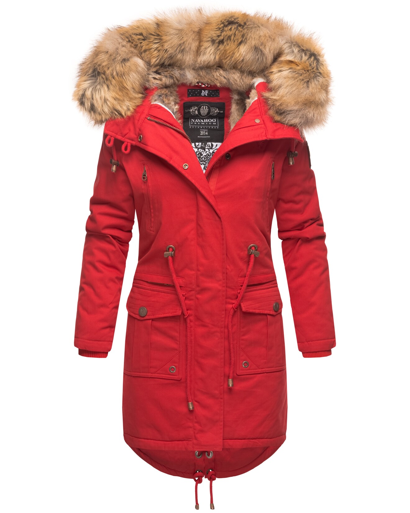NAVAHOO Damen Warmer Wintermantel Winter Baumwollparka mit Kunstfell Rosinchen