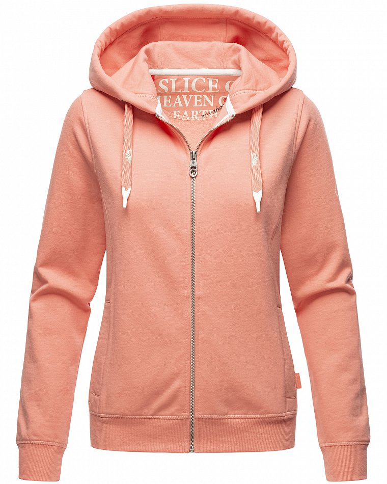 NAVAHOO Damen Kapuzensweatshirt Sportlicher Zip-Hoodie mit Dicken Tunnelzugkordeln Engelshaar 