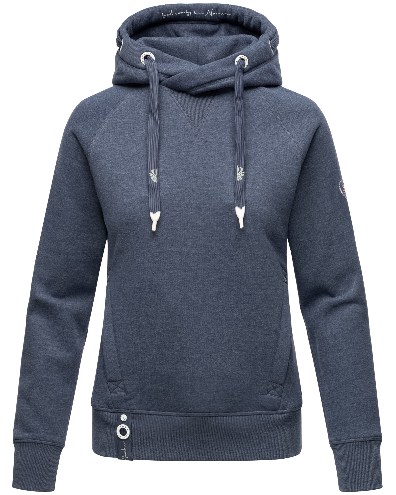NAVAHOO Damen Kapuzensweatshirt Hoodie mit Kapuze & Breiten Tunnelzugkordeln Liebesm&auml;uschen 