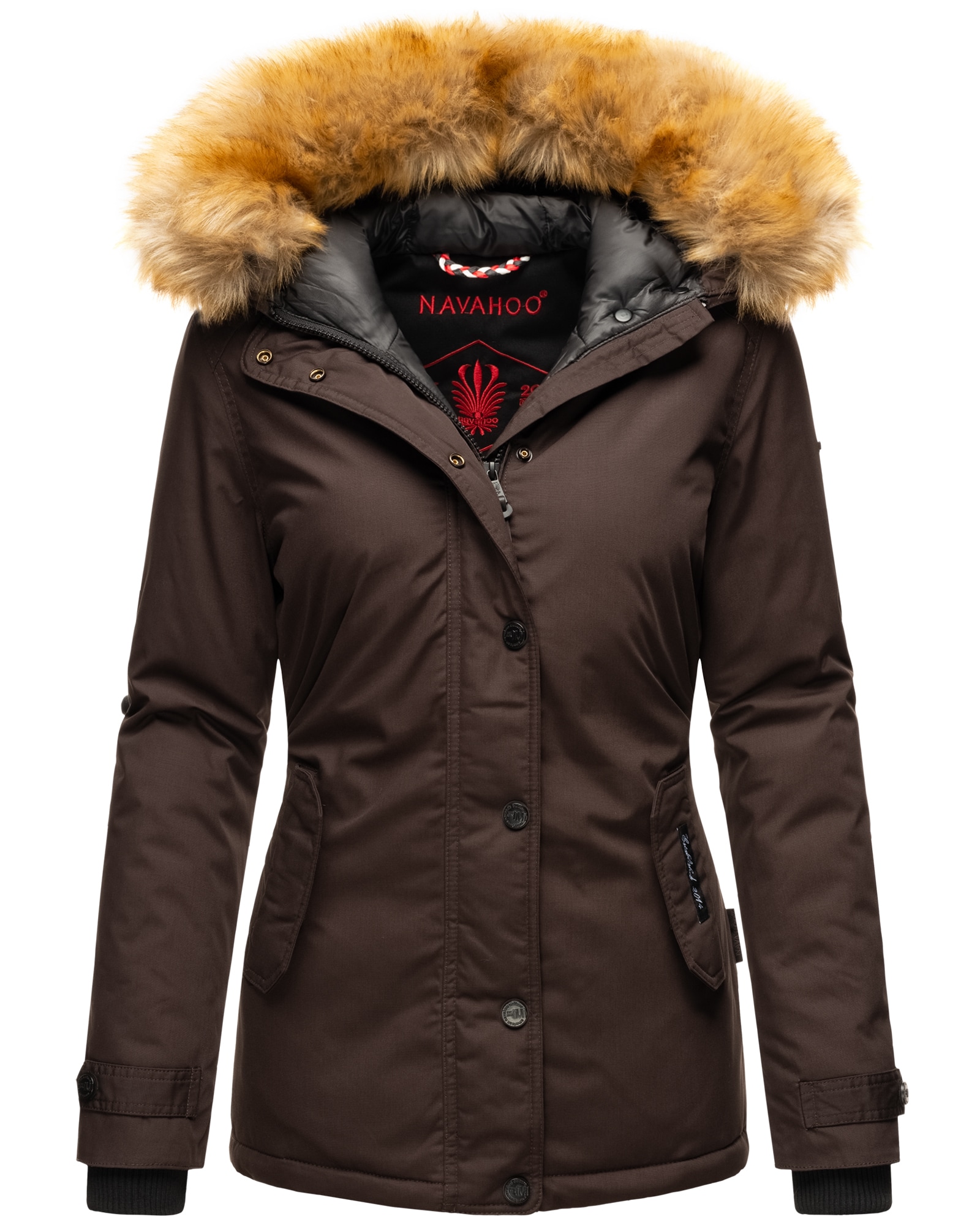 NAVAHOO Damen Warmer Winterjacke Parka mit Kunstfell-Kapuze Laura 