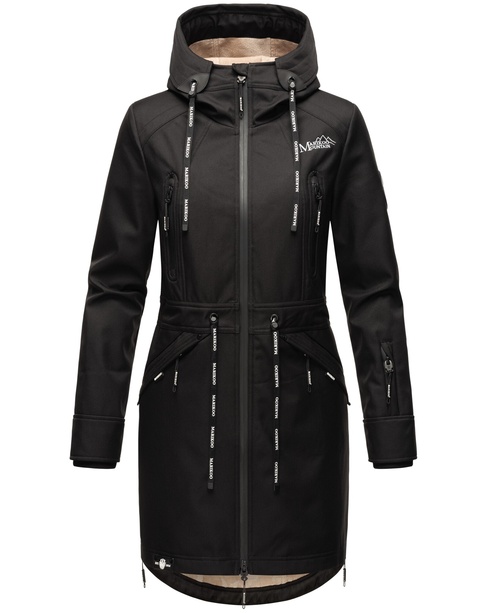 MARIKOO Damen Softshelljacke Funktionsjacke mit warmen Teddyfleece & Kapuze Racquellee 