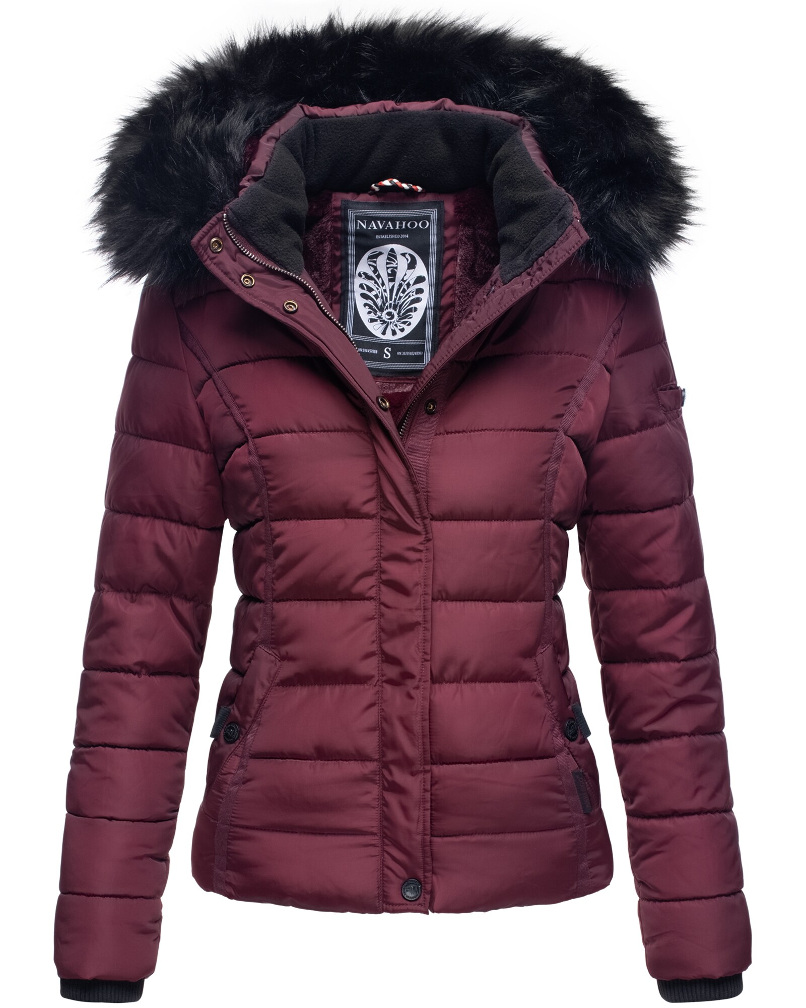 NAVAHOO Damen Steppjacke Hochwertige Winterjacke Mit Volumin&ouml;ser Kunstpelz-Kapuze Miamor 
