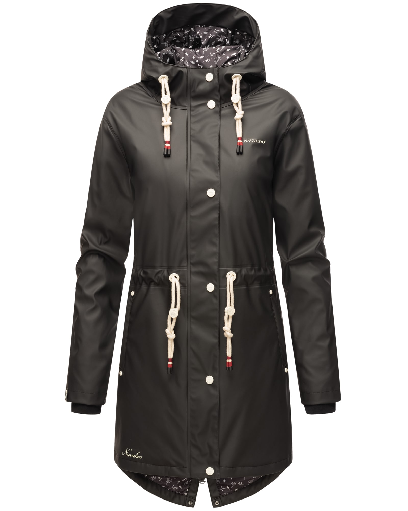 NAVAHOO Damen modischer Regen Jacke Outdoor Regenmantel Regenparka Wasserdicht Flower of Ocean 