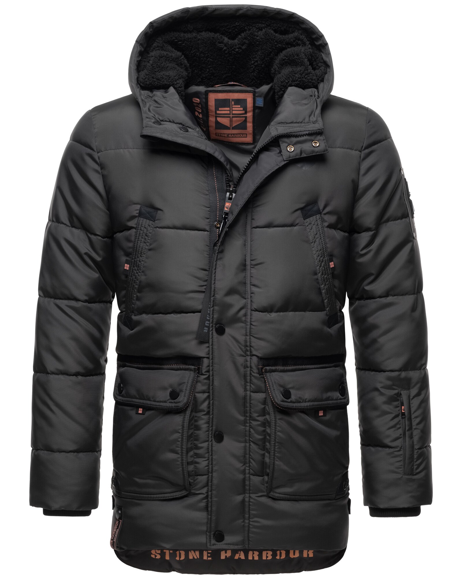 STONE HARBOUR Herren Winterjacke Lange Parka Jacke Kapuze warm gef&uuml;ttert Mironoo 