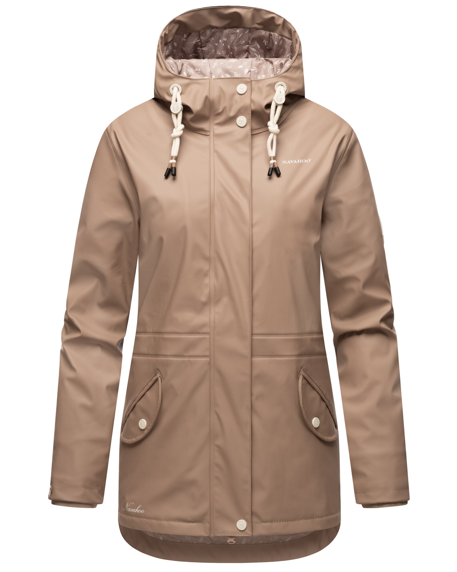 NAVAHOO Damen Warmer Regenjacke Wasserdichter Regenmantel mit Kapuze Oceans Heart 